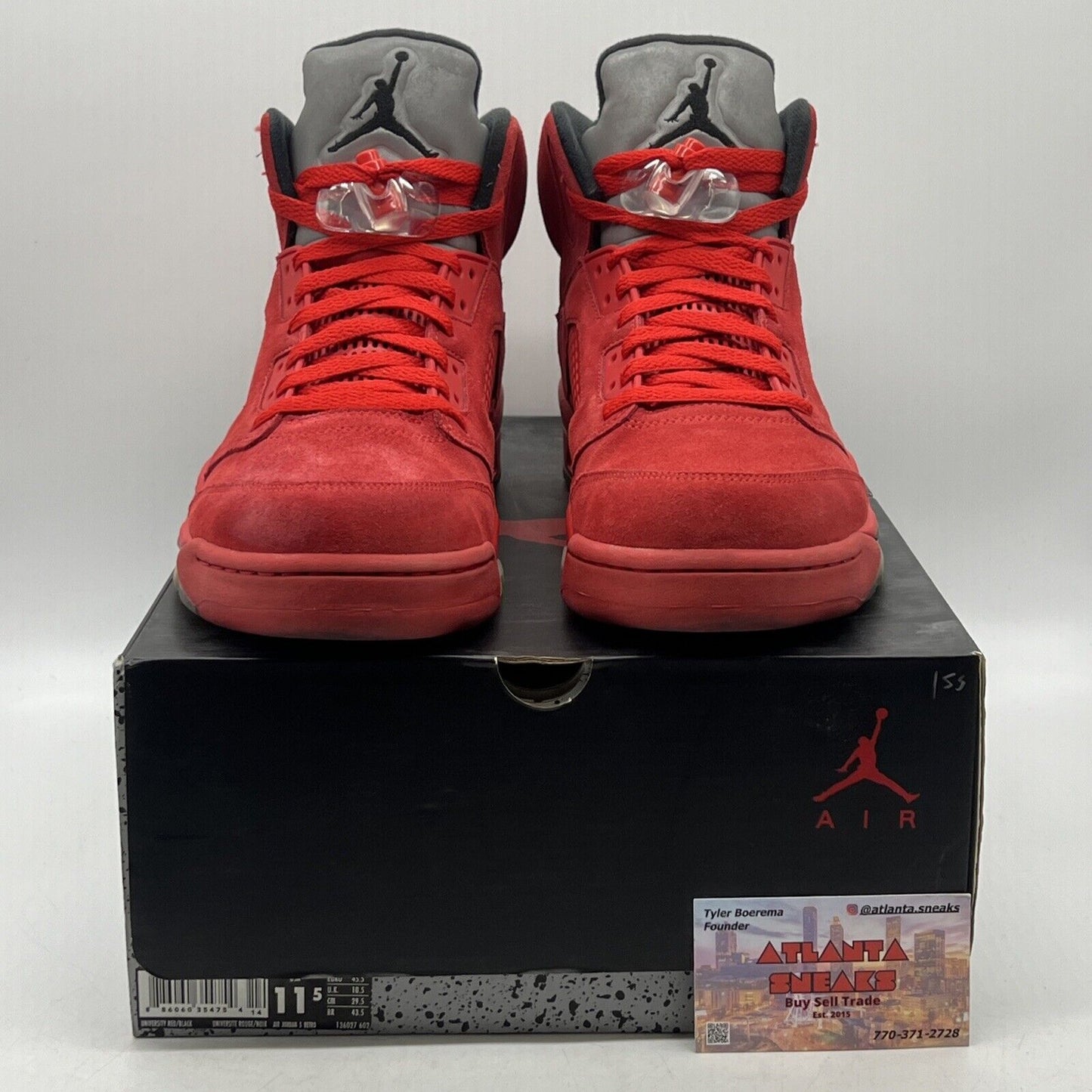 Size 11.5 - Air Jordan 5 Retro Red Suede Grey Black (136027-602)