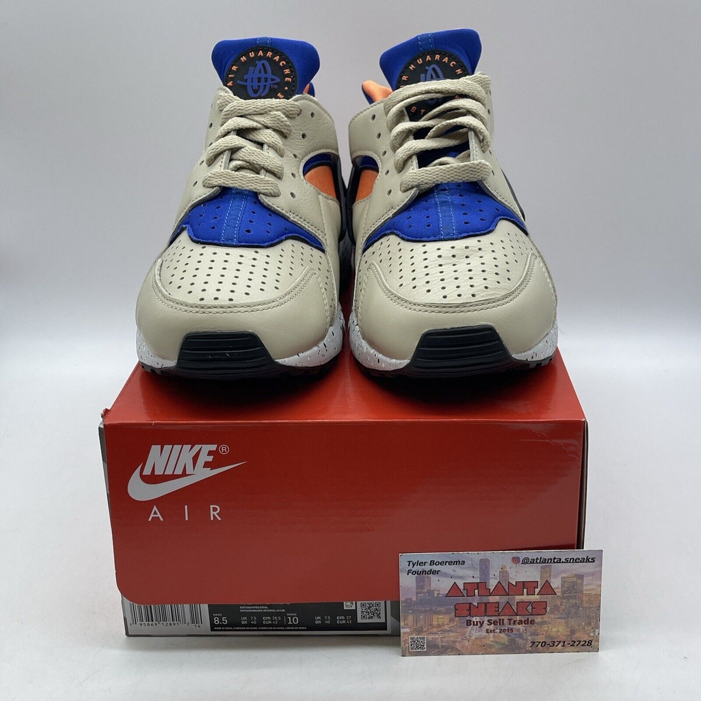 Size 8.5 - Nike Air Huarache OG Mowabb Brown Leather Blue Suede (DD1068-200)