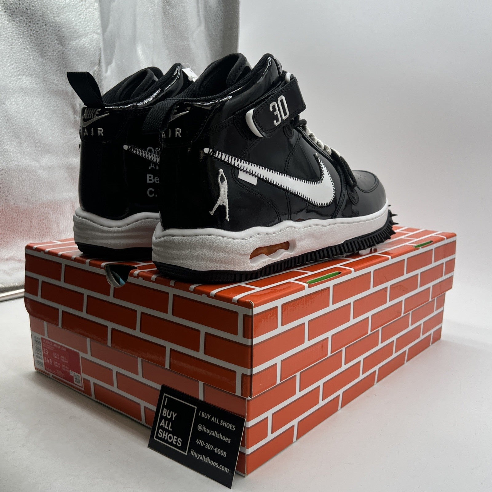 Size 13 - Nike Off-White x Air Force 1 SP Leather Mid Sheed (DR0500-001)