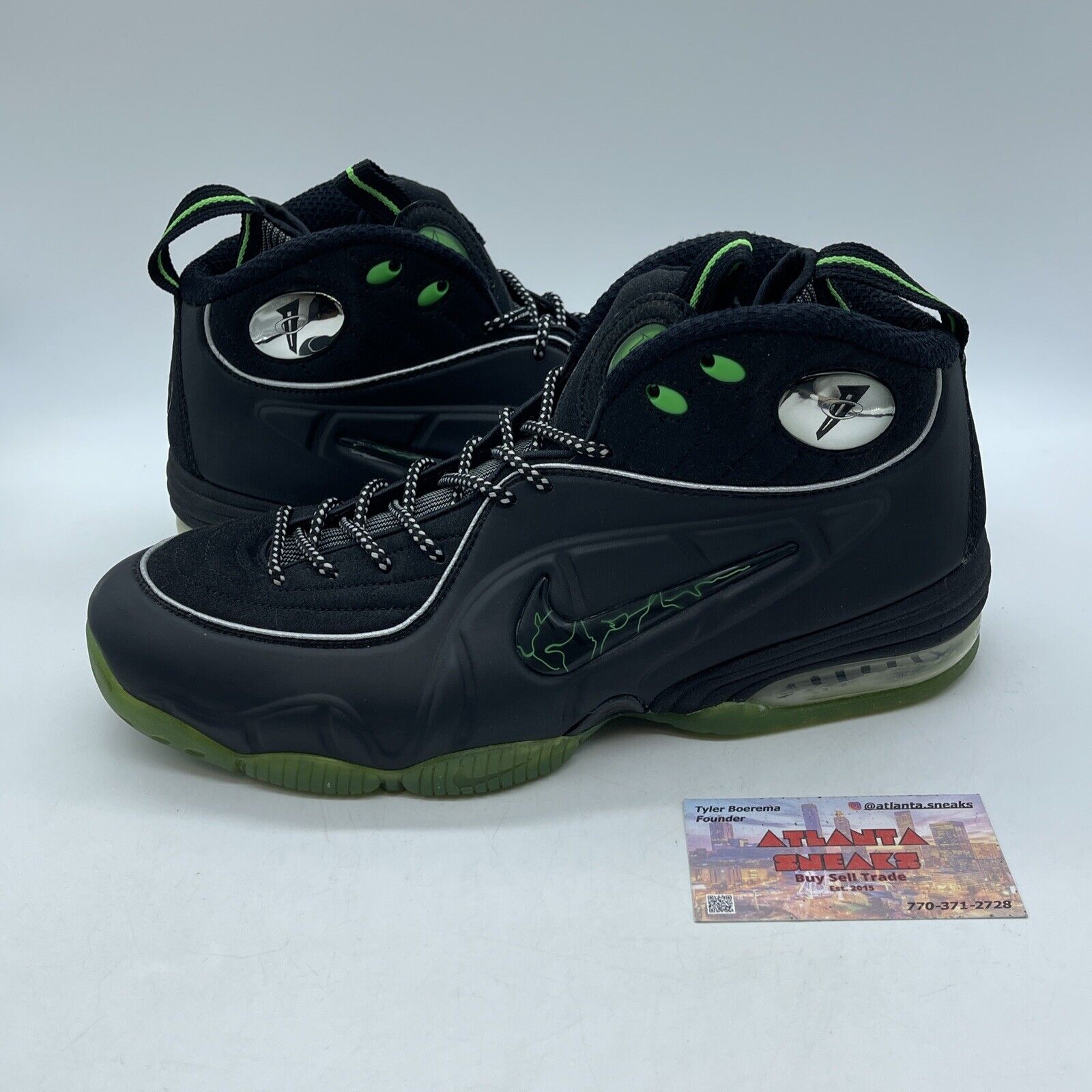 Size 10 - Nike Air 1/2 Cent Black Green Spark Black Leather Suede (344646-002)