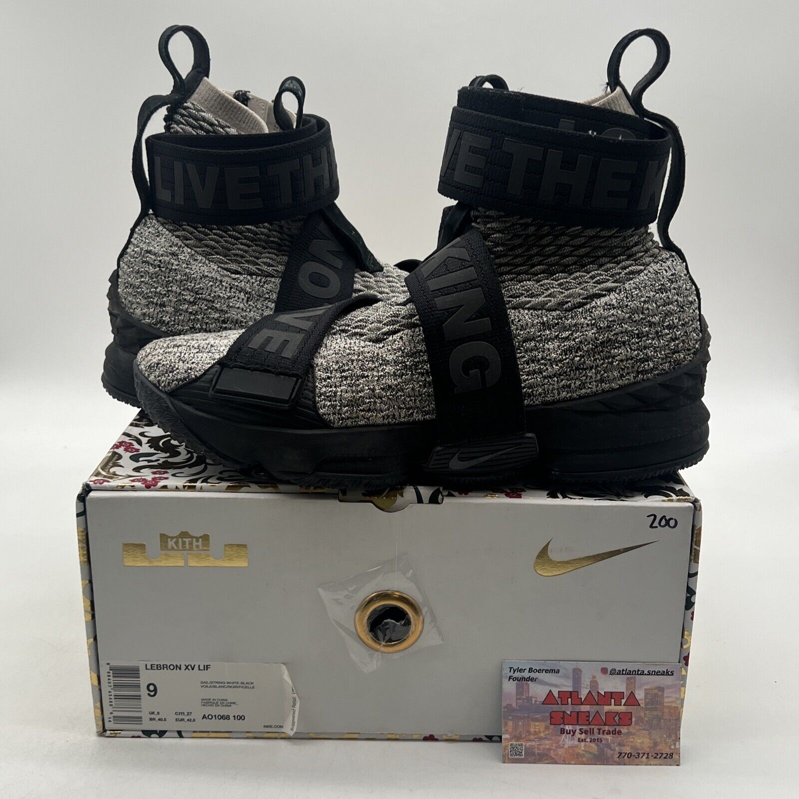 Size 9 - Nike Kith x LeBron Lifestyle 15 Concrete Black White (AO1068-100)