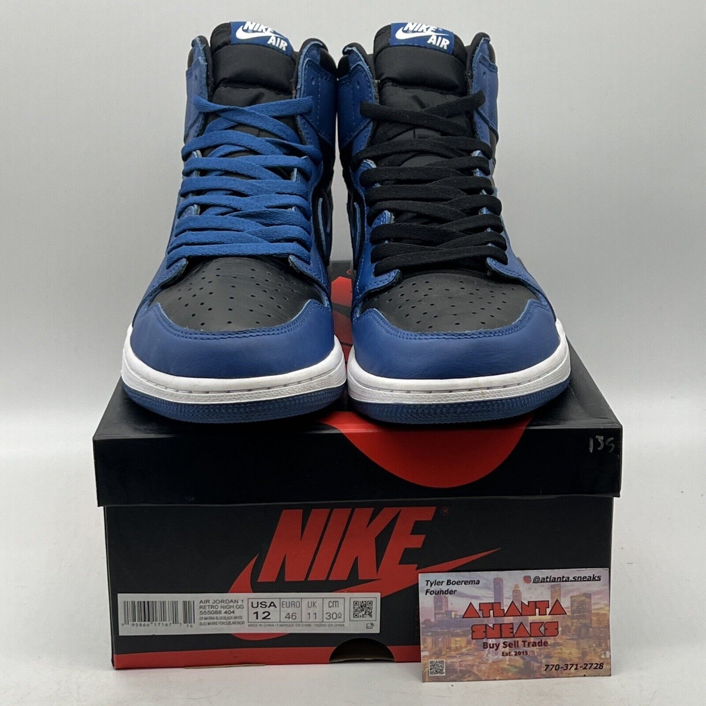 Size 12 - Jordan 1 Retro OG High Dark Marina Blue Leather (555088-404)