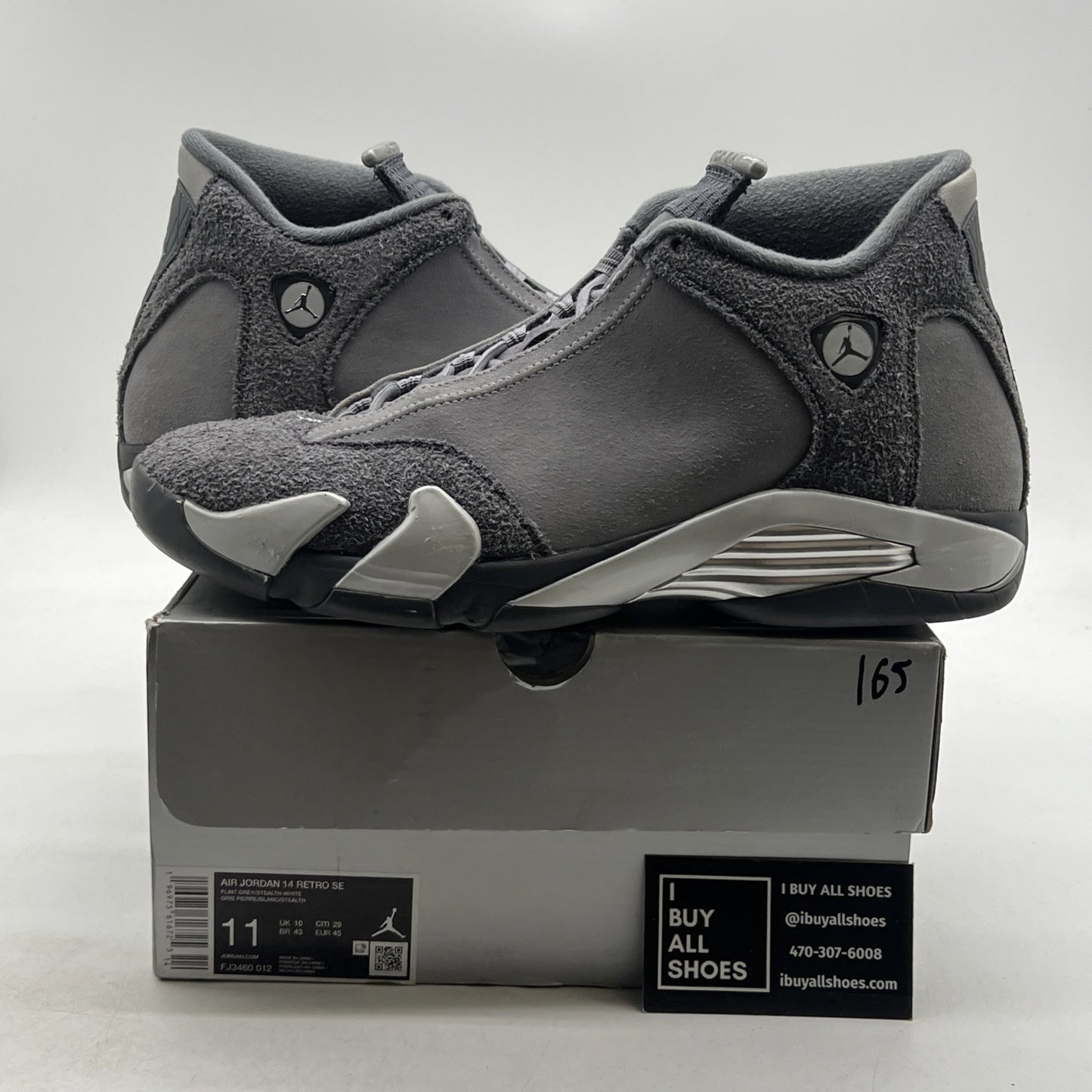 Size 11 - Air Jordan 14 Retro Wolf Grey Suede Sneakers (FJ3460-012)