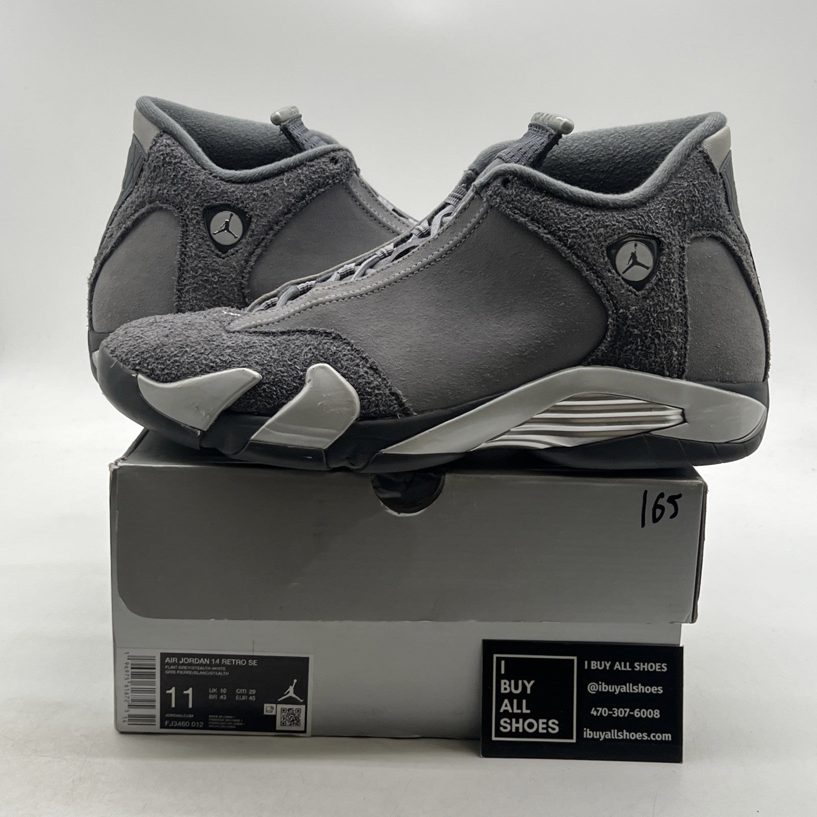 Size 11 - Air Jordan 14 Retro Wolf Grey Suede Sneakers (FJ3460-012)