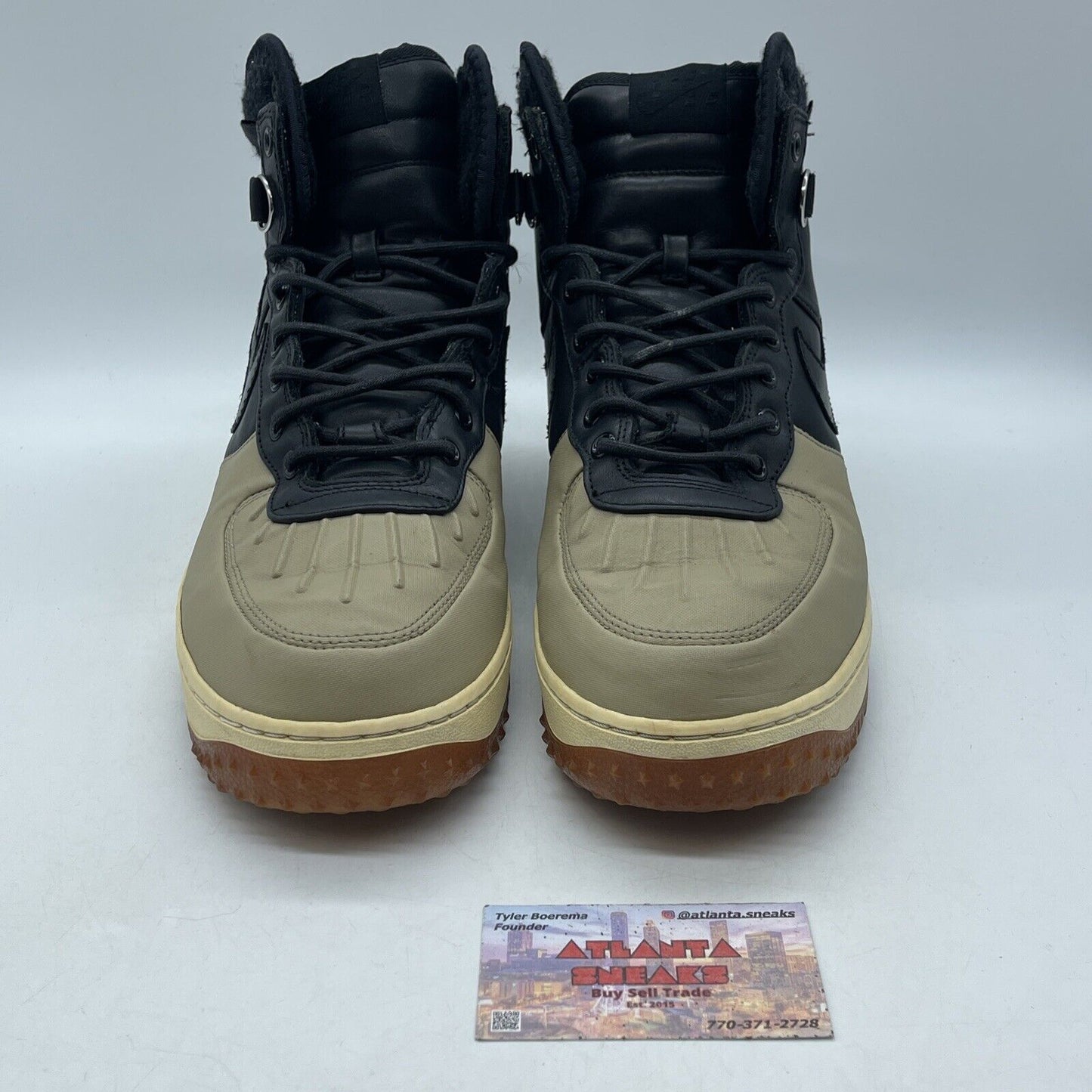 Size 12 - Nike Air Force 1 Black Leather Brown Suede (444745-003)