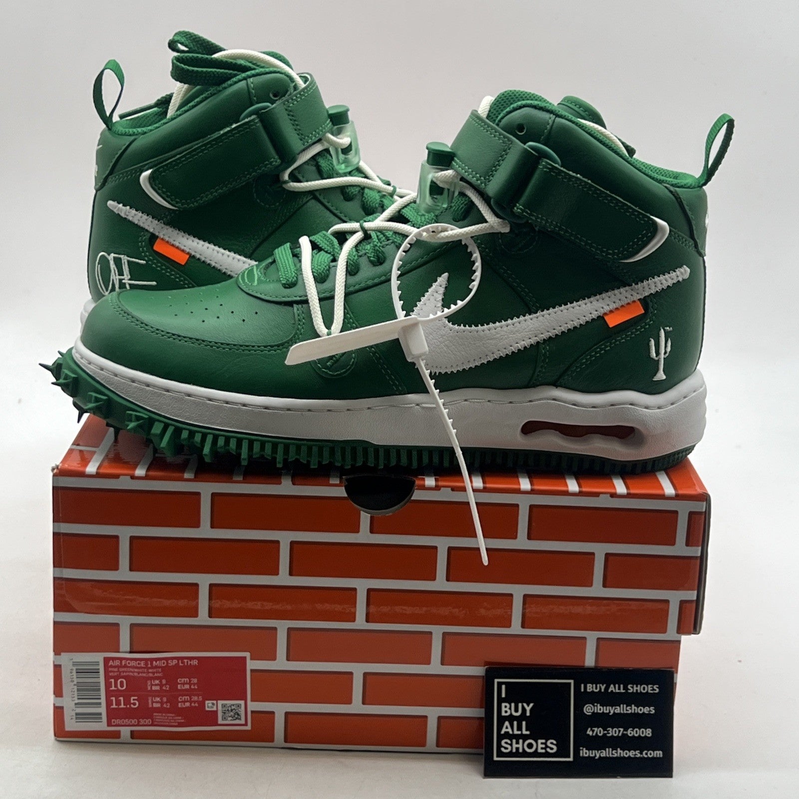 Size 10 - Off-White x Nike Air Force 1 SP Leather Mid Pine Green (DR0500-300)