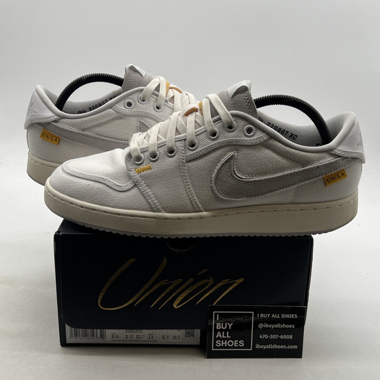 Size 9.5 - Jordan 1 KO x Union LA Low White Neutral Grey (DO8912-101)