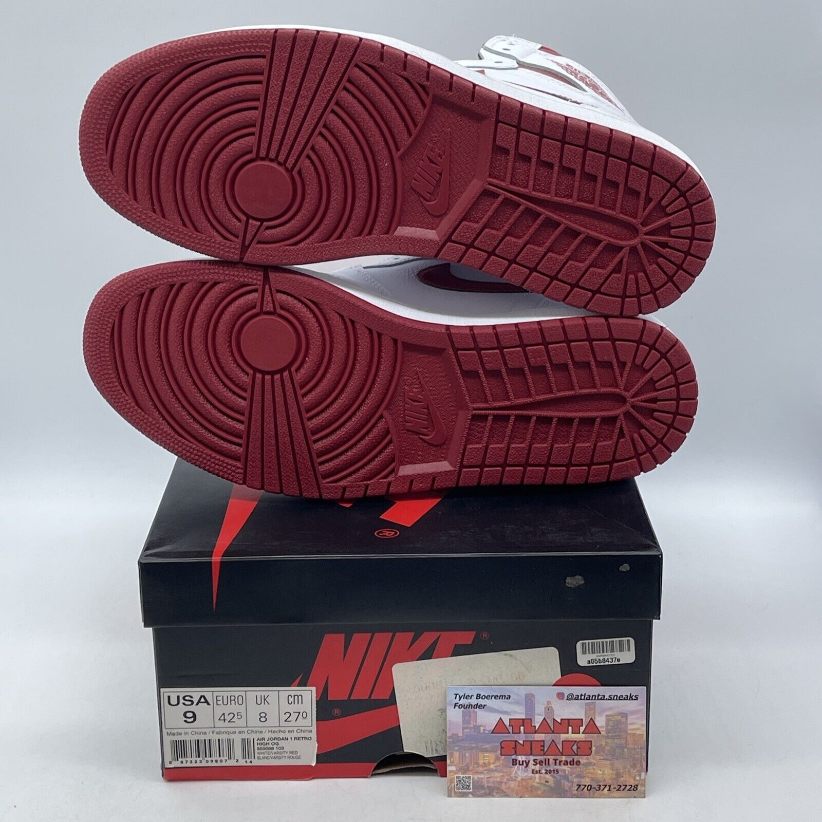 Size 9 - Air Jordan 1 Retro OG High Metallic Red White Leather (555088-103)