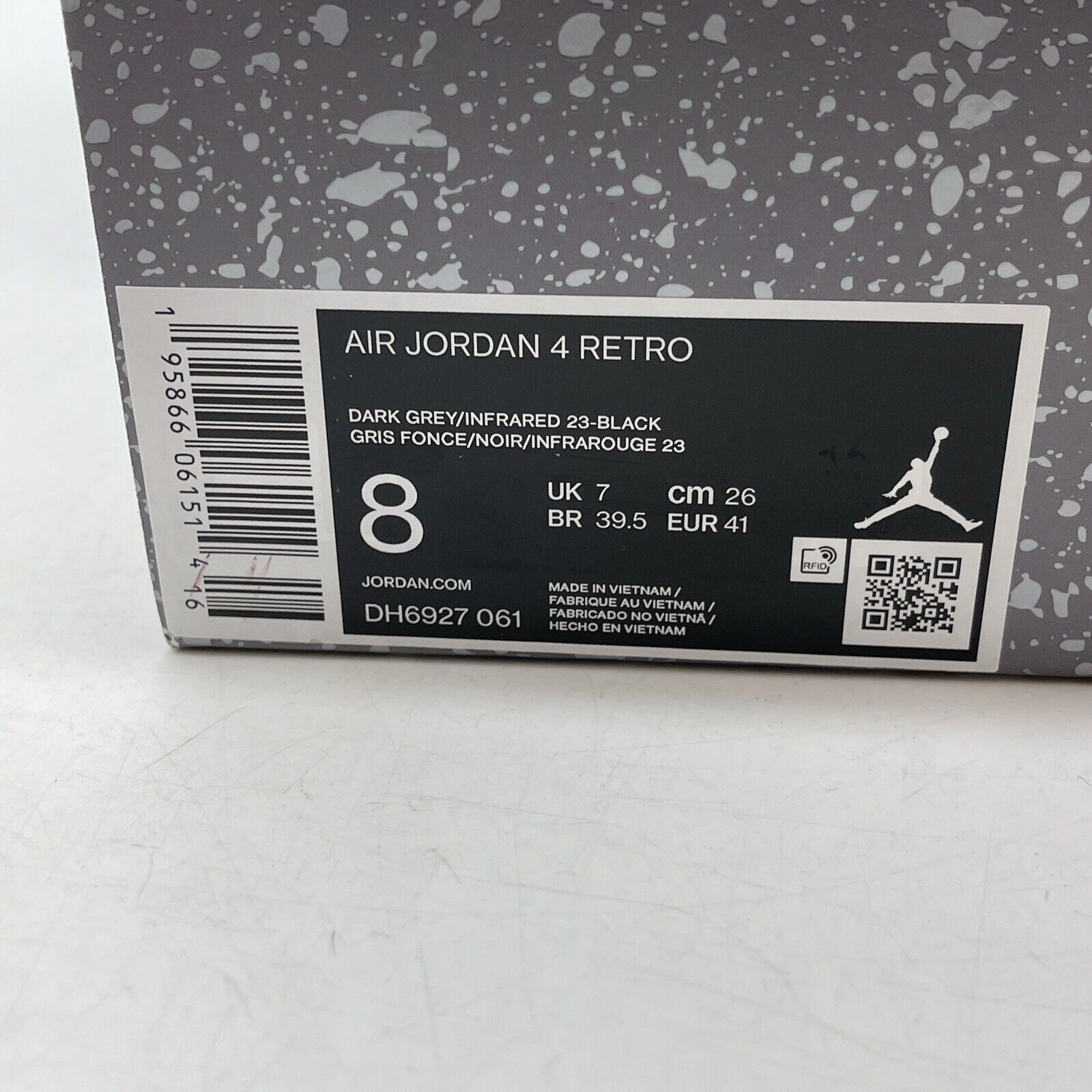 Size 8 - Jordan 4 Retro Mid Infrared Grey Black Suede (DH6927-061)