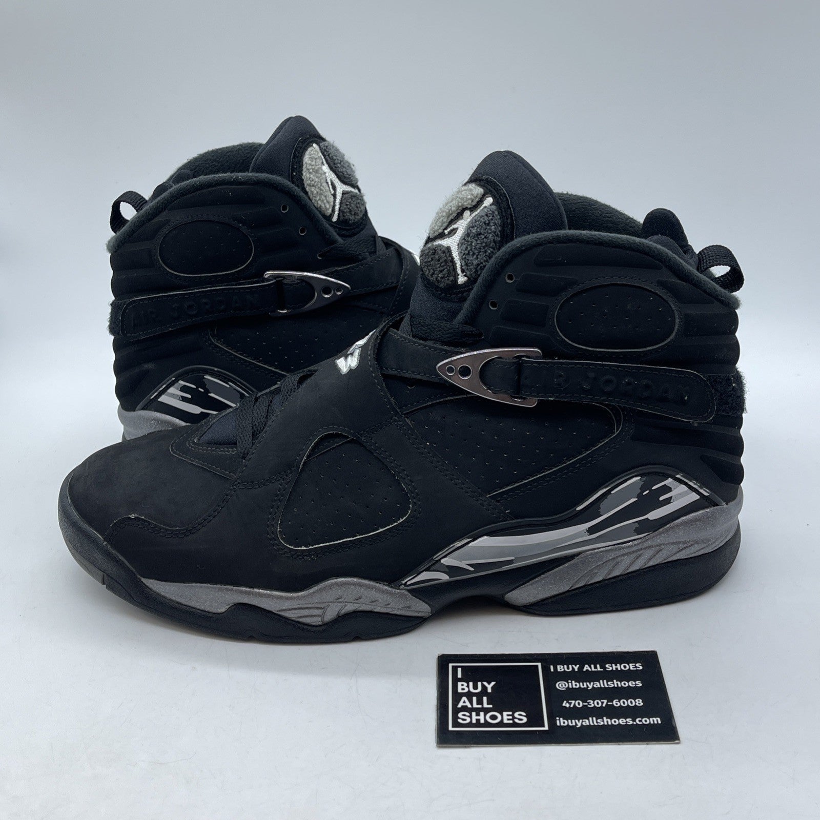 Size 11 - Air Jordan 8 Retro 2015 Chrome Black Grey Suede (305381-003)