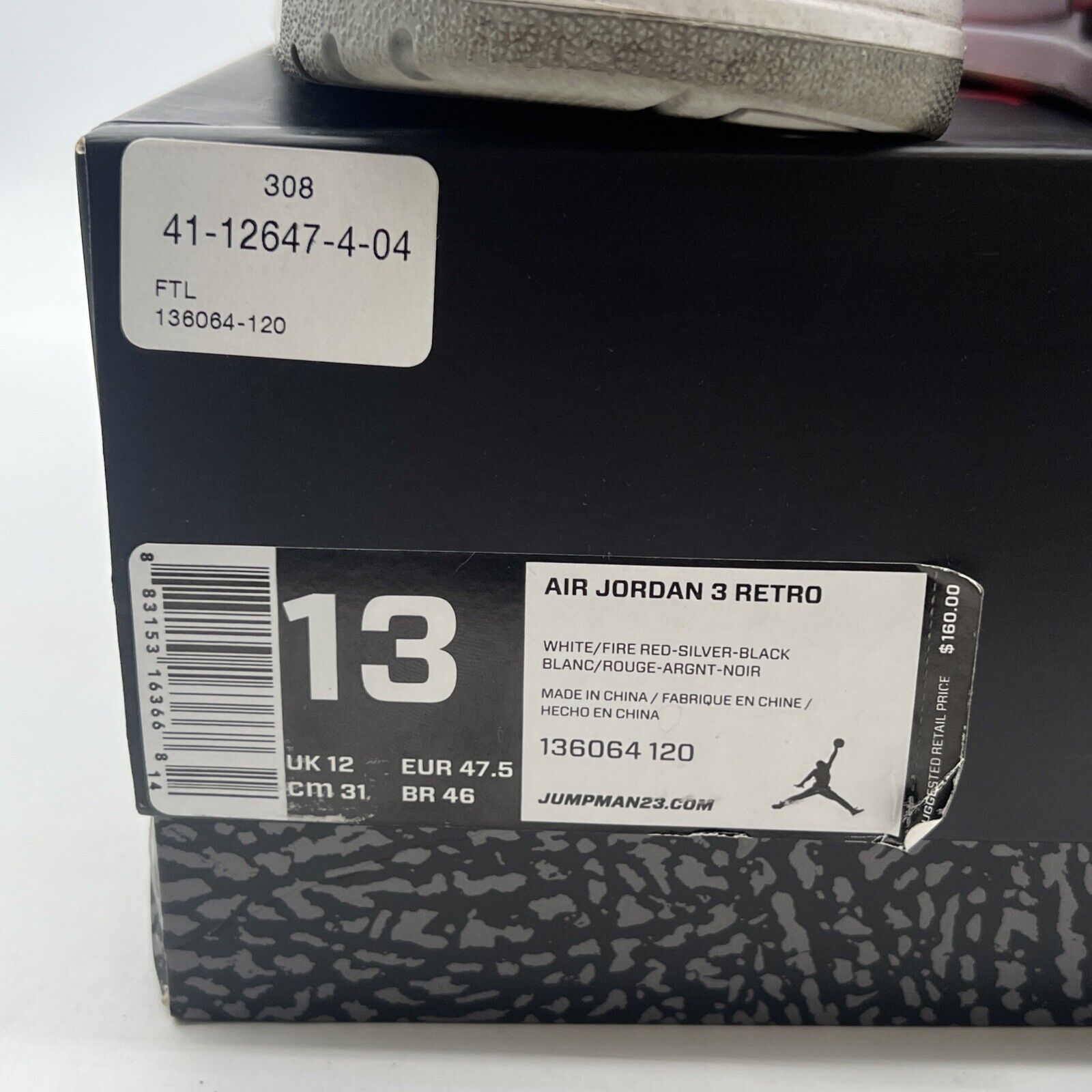 Size 13 - Air Jordan 3 Retro 2013 Fire Red (136064-120)