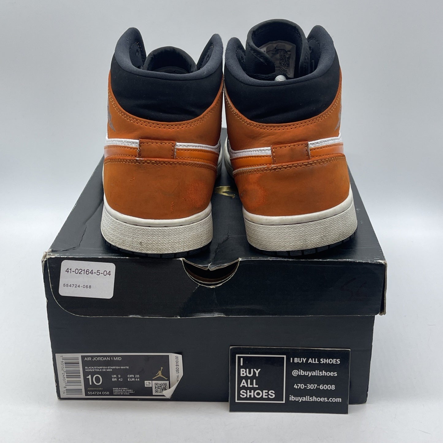 Size 10 - Air Jordan 1 Mid Shattered Backboard Orange Black Suede (554724-058)
