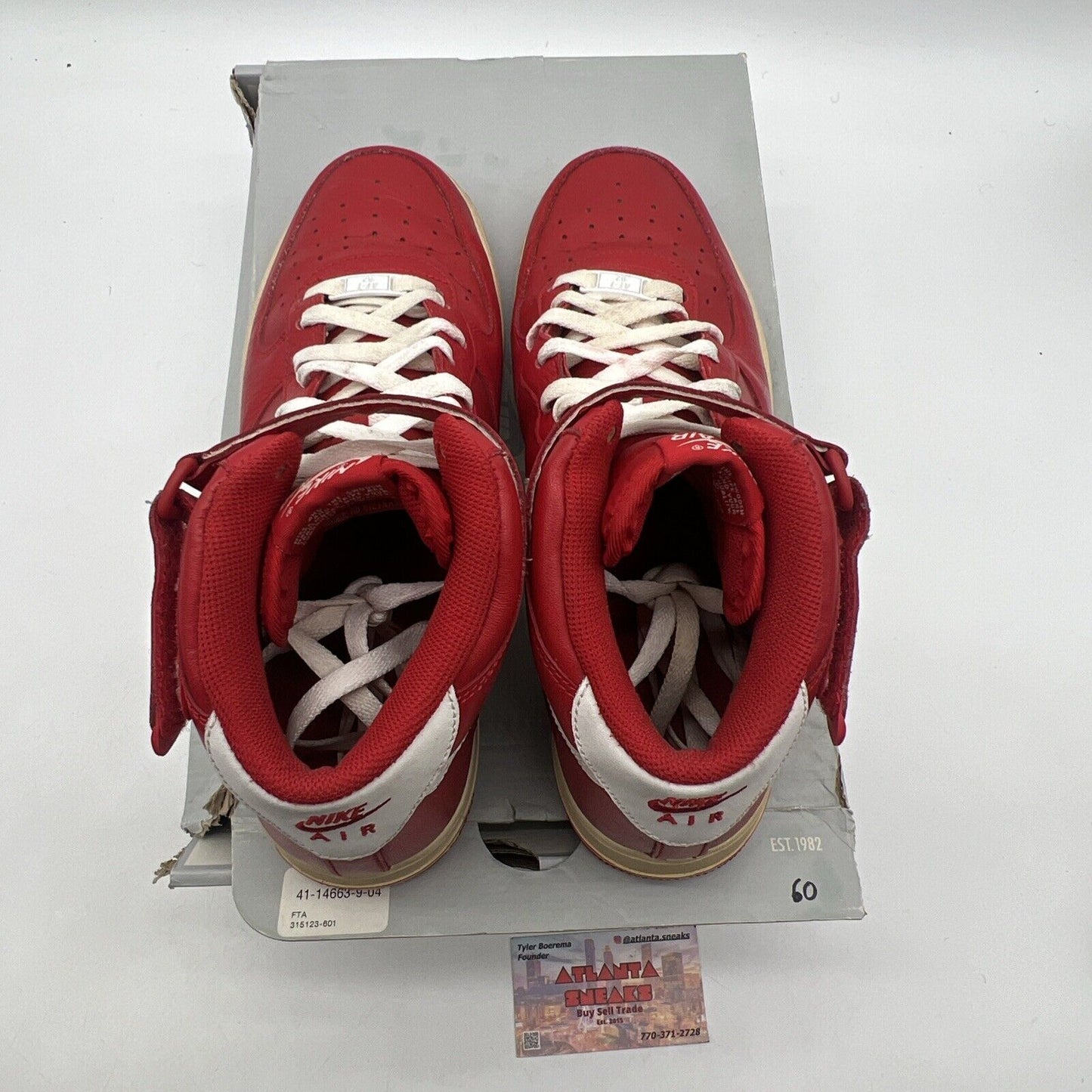 Size 10.5 - Nike Air Force 1 '07 Mid Sport Red Leather White (315123-601)