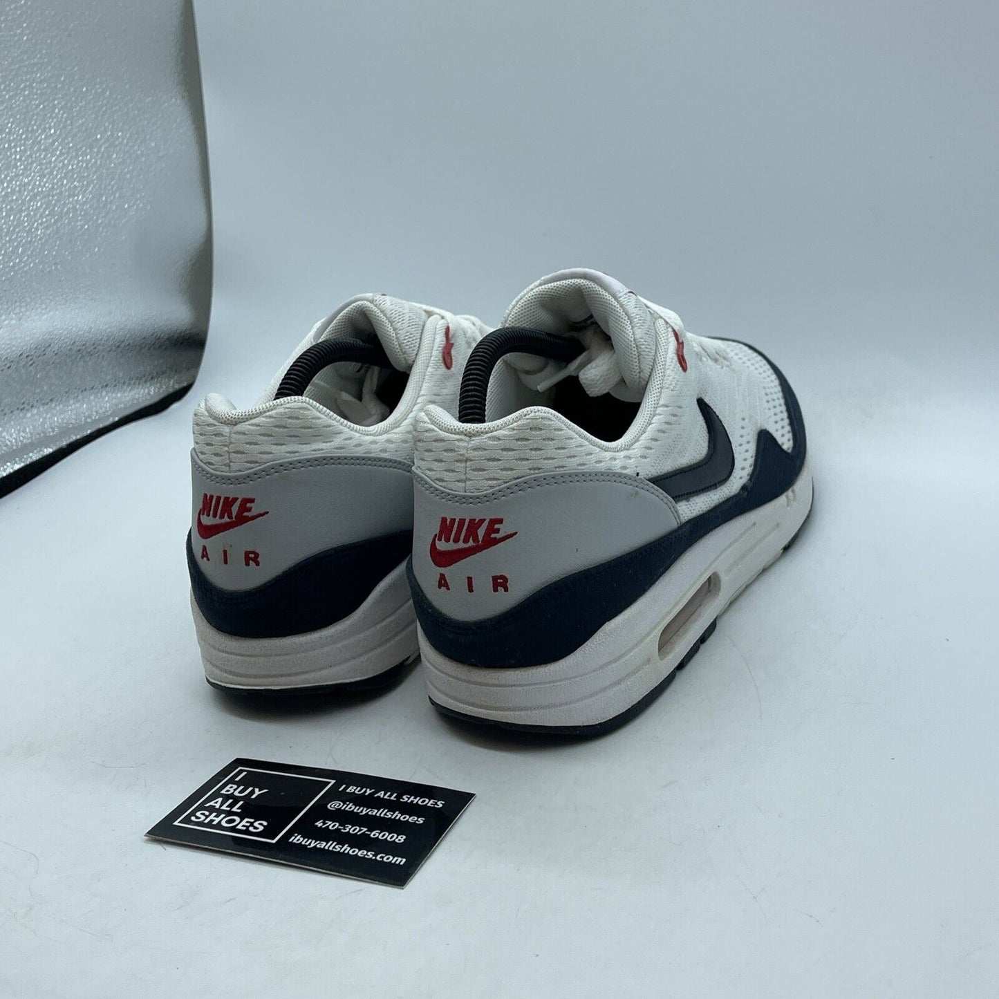 Size 10.5 - Nike Air Max 1 EM 'Dark Obsidian White Blue Suede (554718-106)