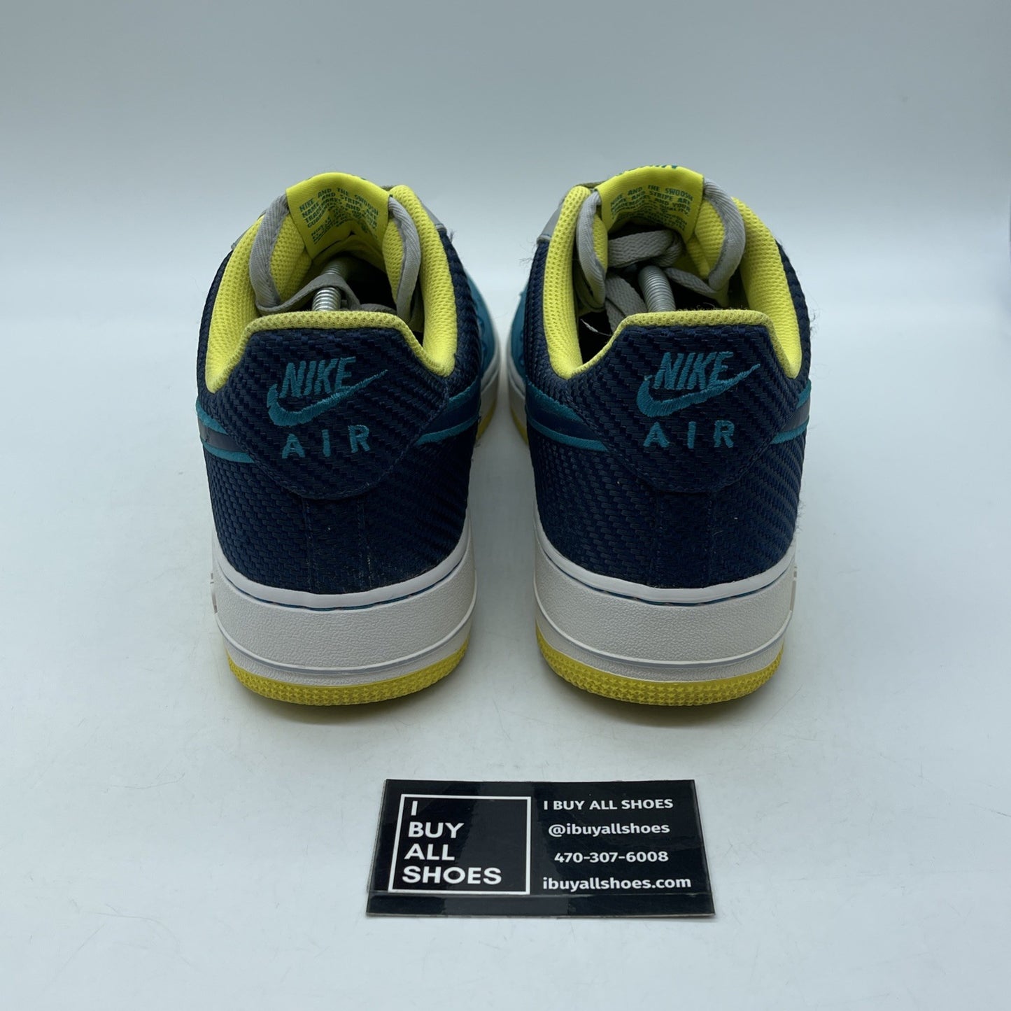 Size 12 - Nike Air Force 1 Low Grey Teal Blue Yellow Suede Leather (488298-039)