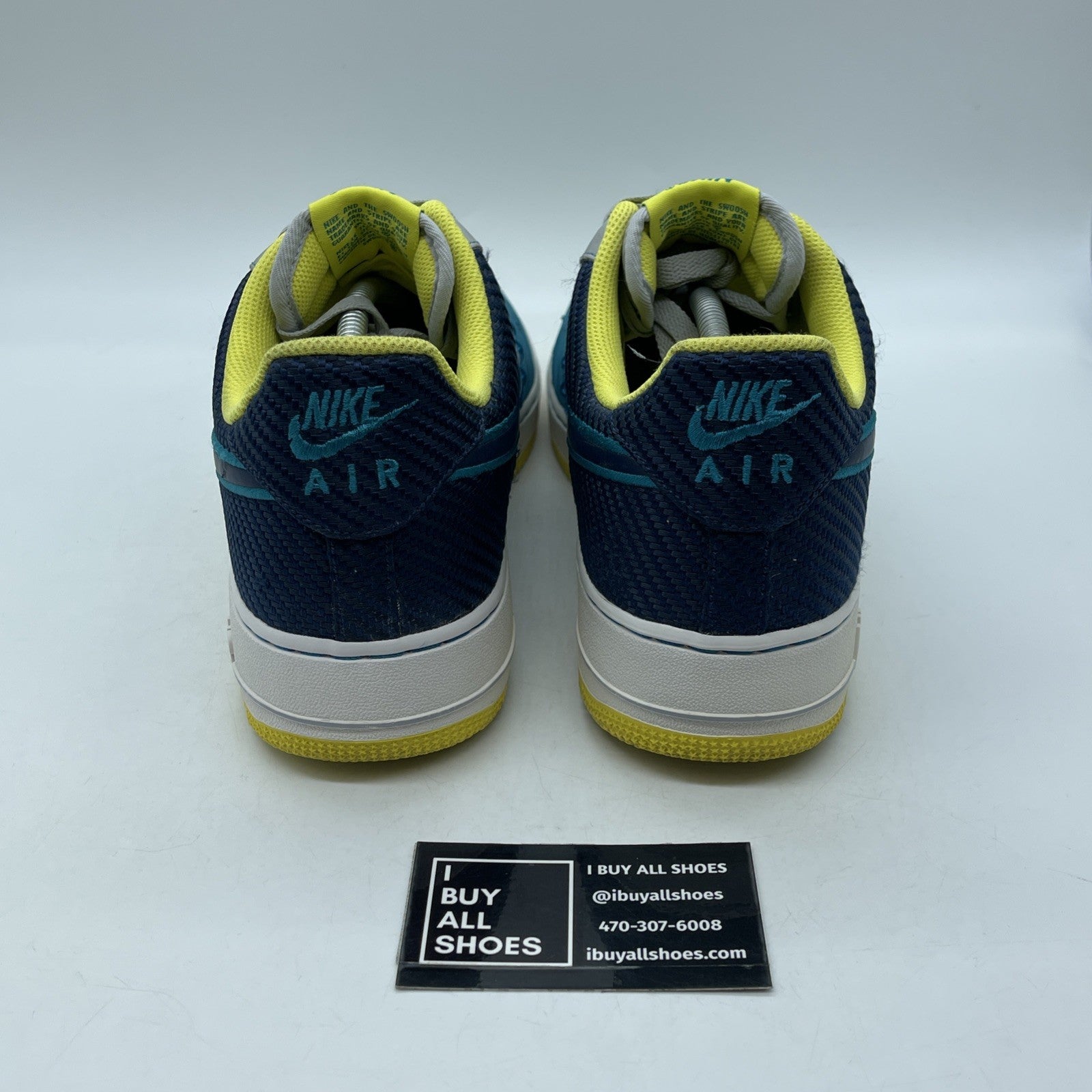 Size 12 - Nike Air Force 1 Low Grey Teal Blue Yellow Suede Leather (488298-039)