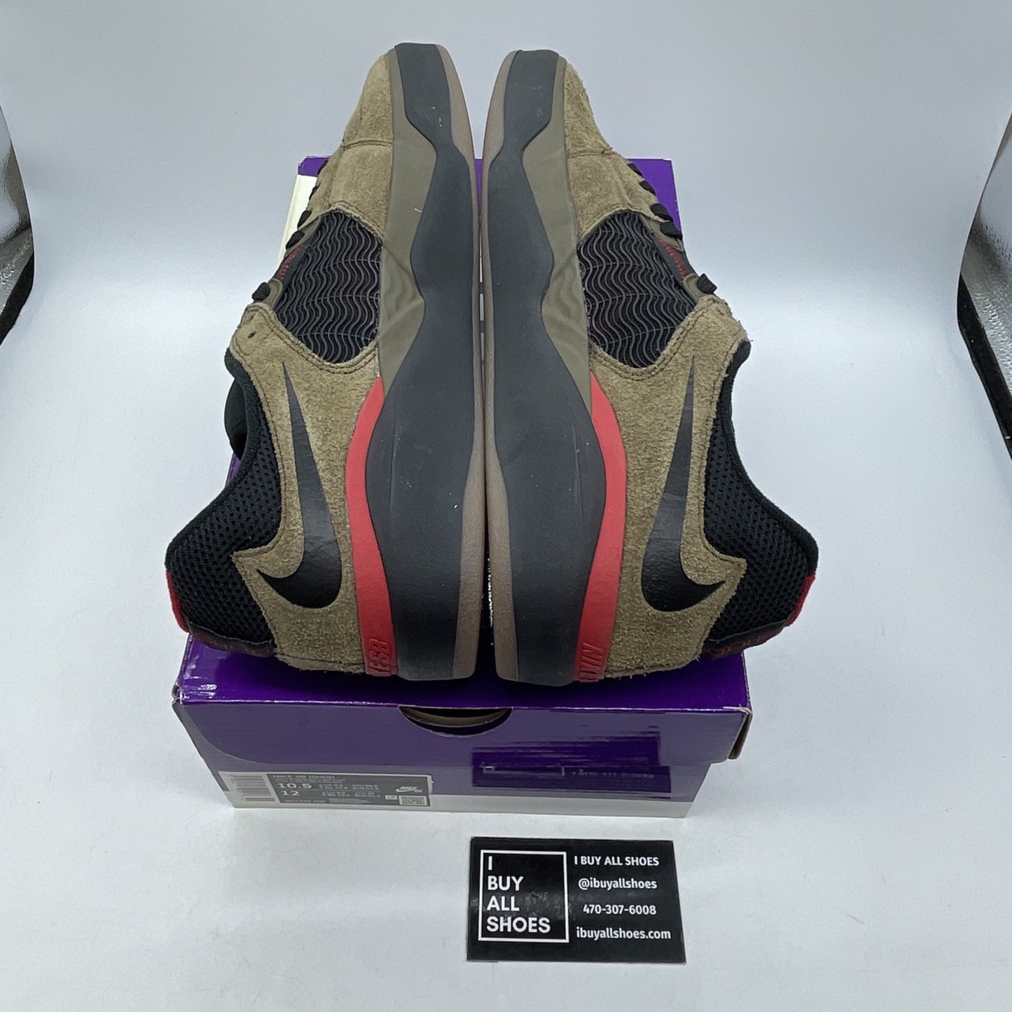 Size 10.5 -Ishod Wair Light  Olive Suede Black Red (DC7232-300)