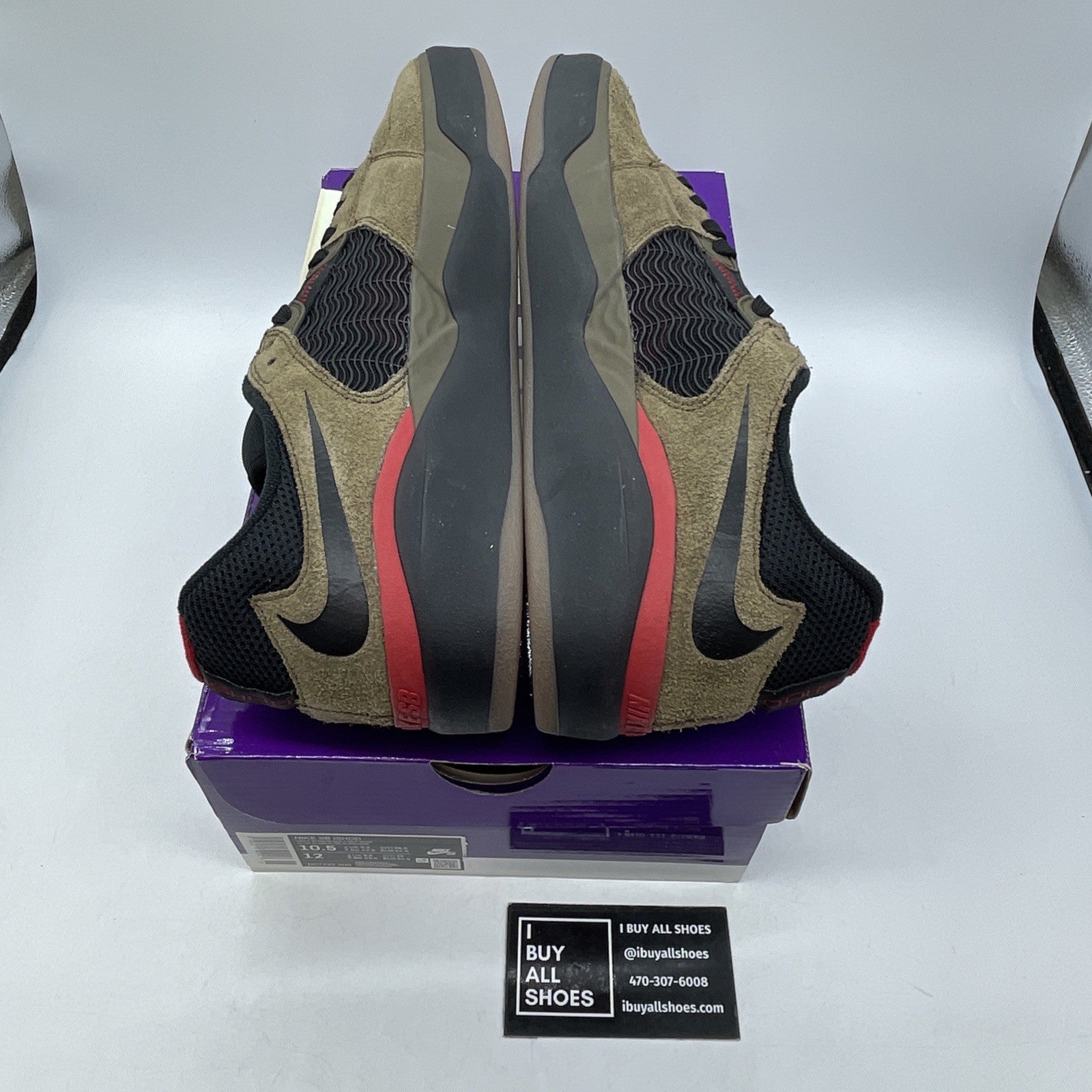Size 10.5 -Ishod Wair Light  Olive Suede Black Red (DC7232-300)