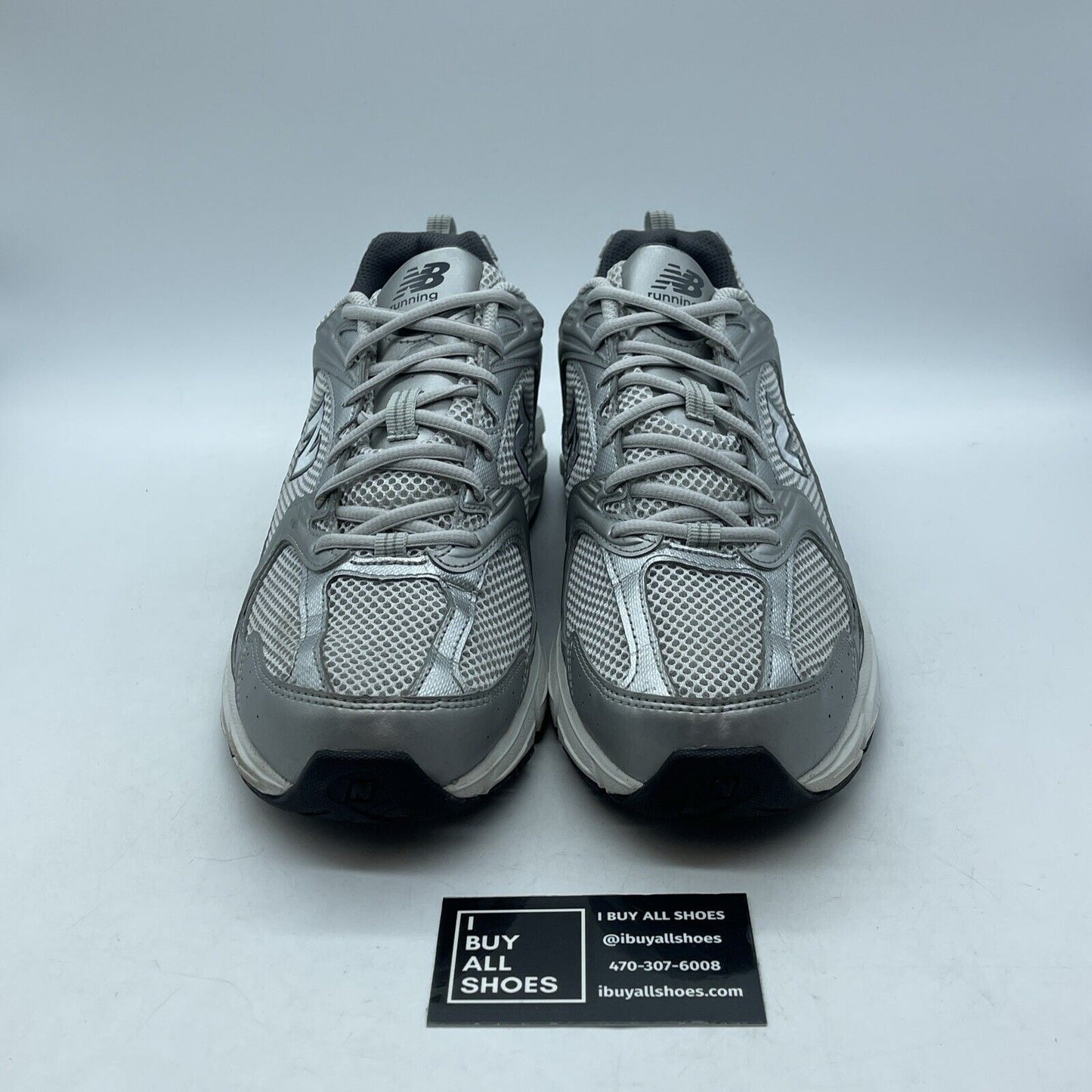 Size 11 - New Balance X J Crew 530 sneakers Silver Metallic Suede (MR530LG)