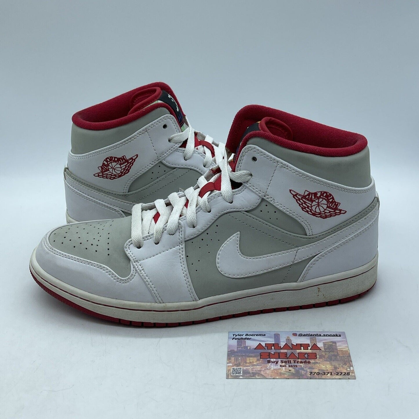 Size 10.5 - Air Jordan 1 2015 Mid Hare Grey Suede White Leather (719551-123)