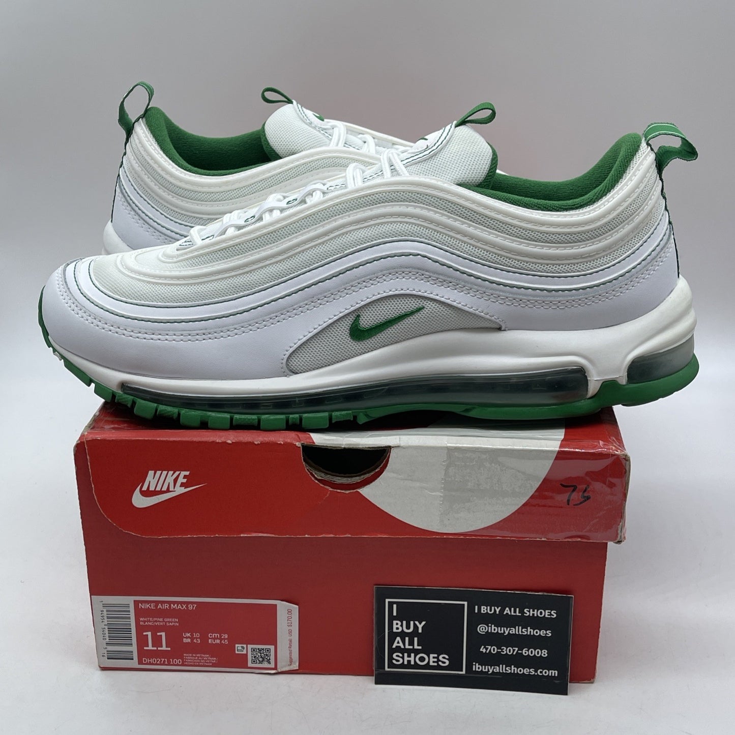 Size 11 - Nike Air Max 97 Pine Green White Suede Leather (DH0271-100)