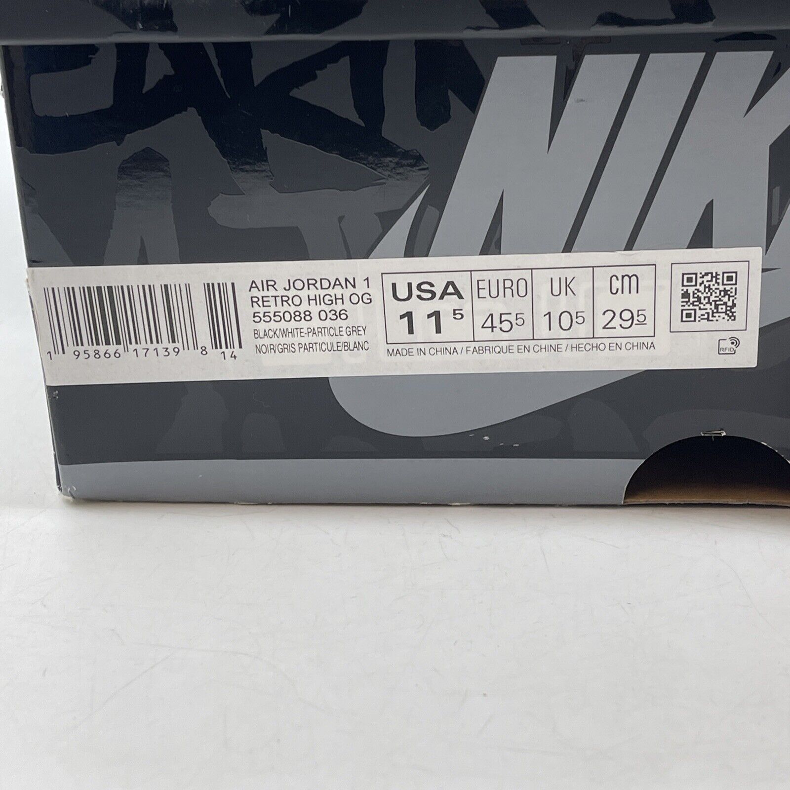 Size 11.5 - Jordan 1 OG High Rebellionaire Grey Black Suede Leather (555088-036)