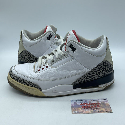 Size 9.5 - Jordan 3 Retro White Cement 2011 Leather Grey Suede (136064-105)