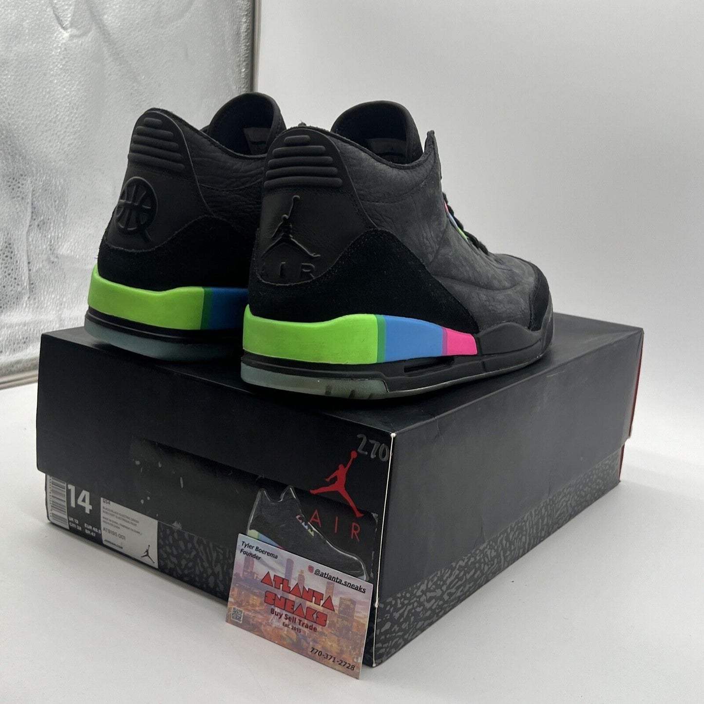 Size 14 - Air Jordan 3 Retro SE Quai 54 2018 Black Pink Green Icey (AT9195-001)