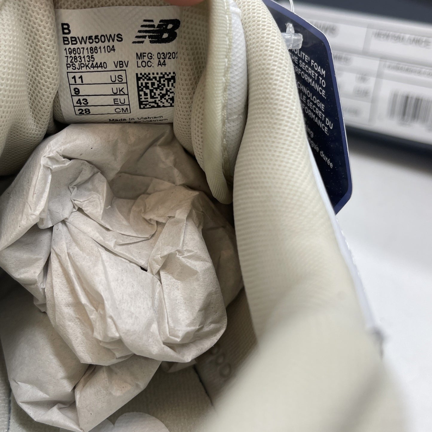 Size 11W - New Balance 550 Silver Birch White Leather (BBW550WS)
