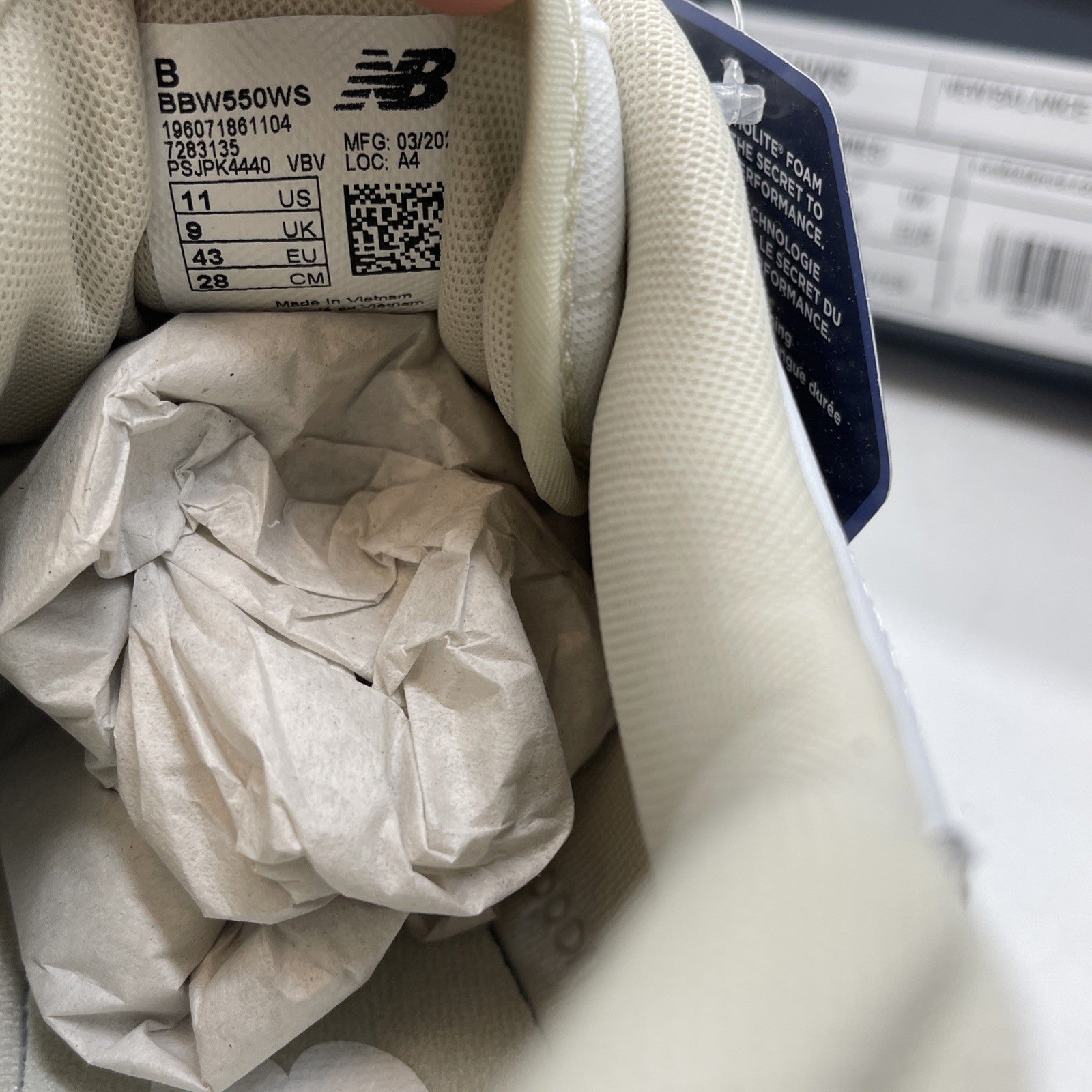 Size 11W - New Balance 550 Silver Birch White Leather (BBW550WS)