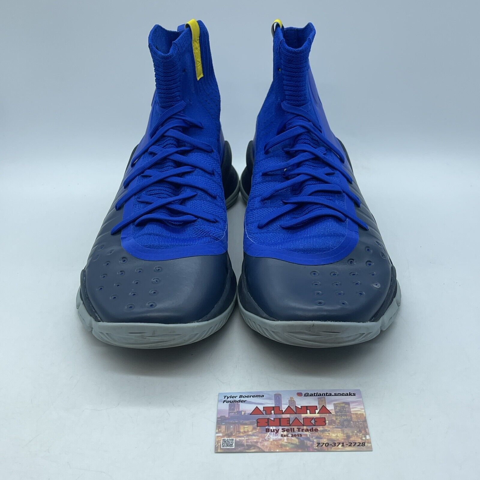 Size 13 - Under Armour Curry 4 More Fun Blue Black Yellow Suede (1298306-401)