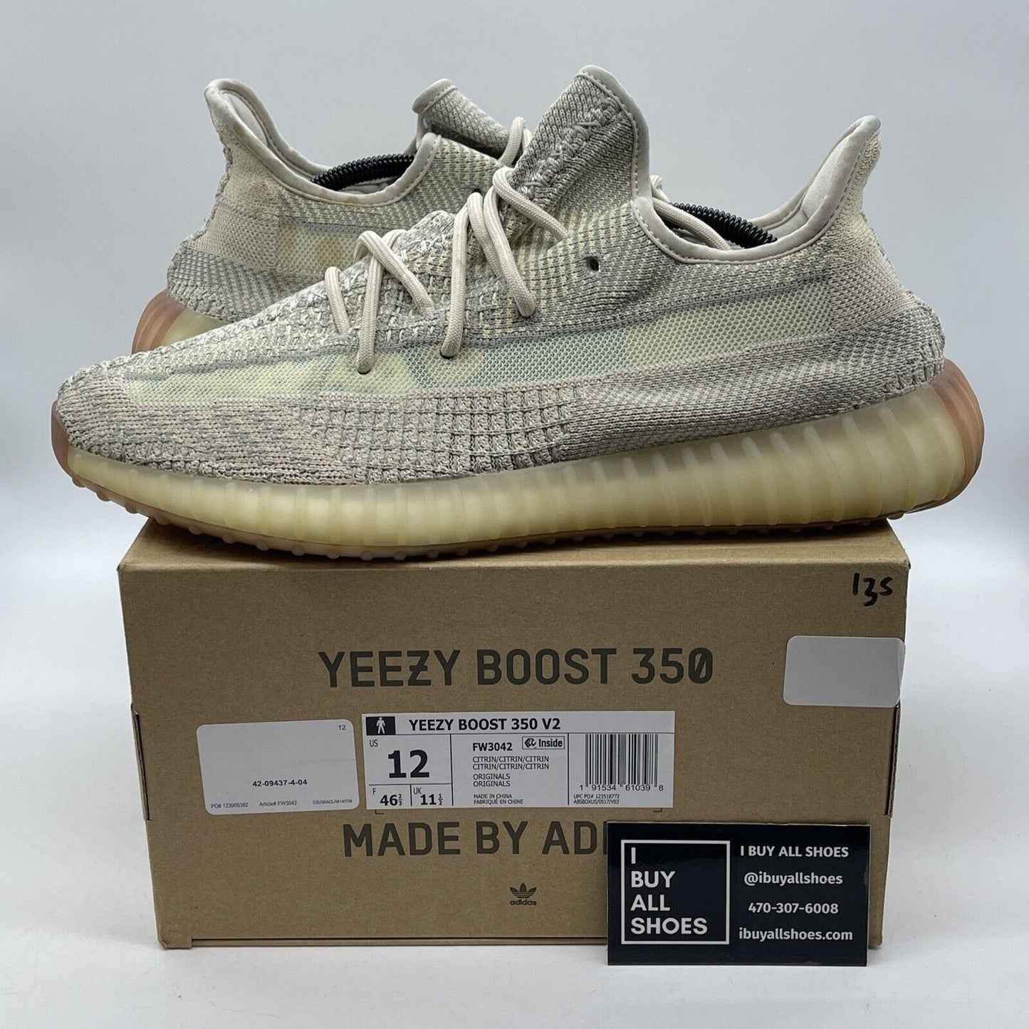 Size 12 - Yeezy Boost 350 V2 Citrin Non-Reflective Blue White Suede (FW3042)