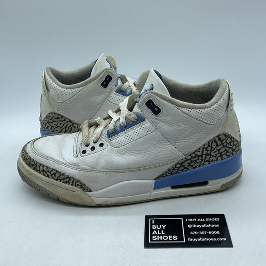 Size 9 - Jordan 3 Retro Mid UNC White Grey Blue Suede Leather (CT8532-104)