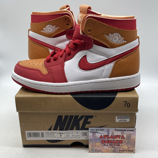 Size 7W- Wmns Air Jordan 1 Zoom Air Comfort Fire Red Hot Curry Red (CT0979-603)