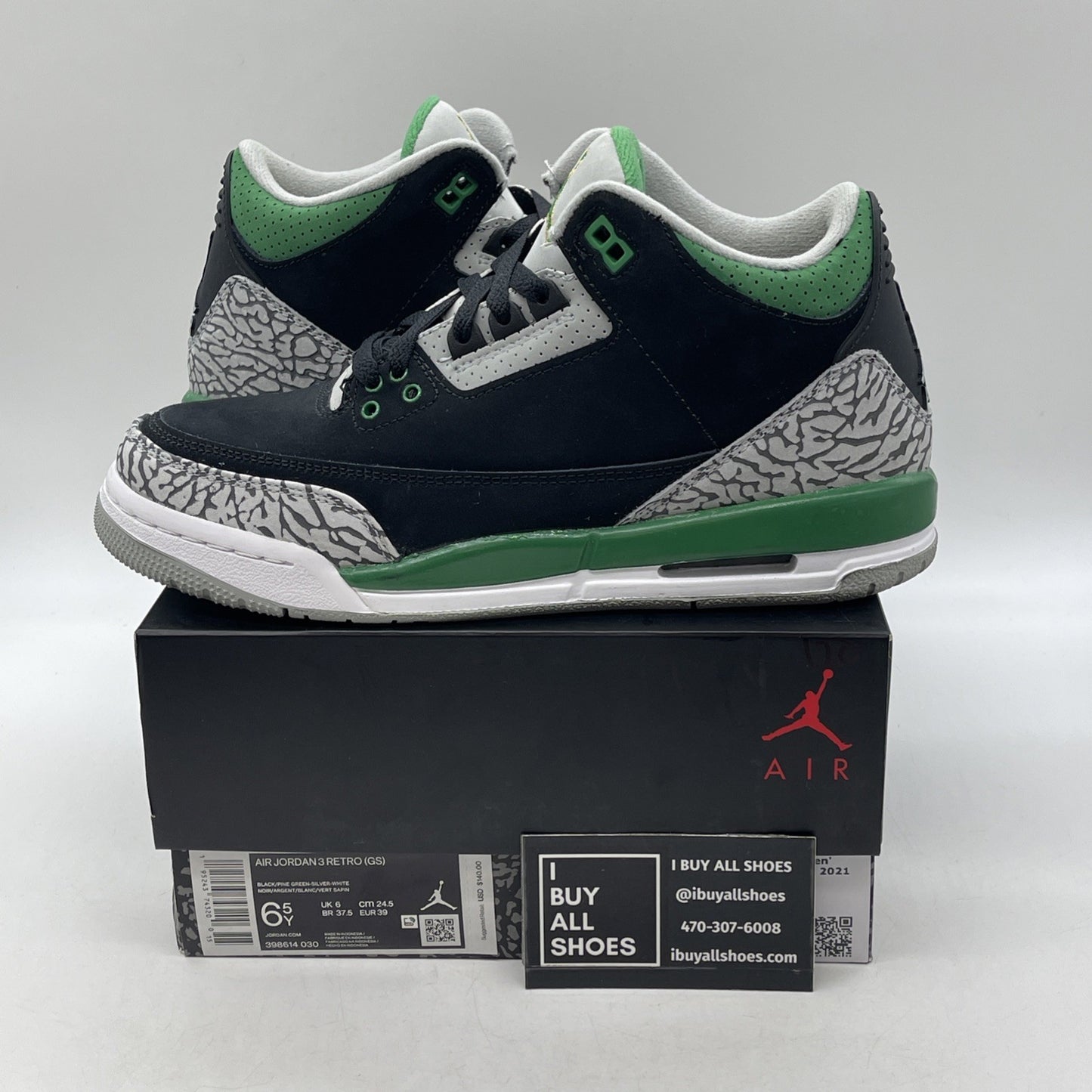Size 6.5Y - Air Jordan 3 Retro Mid Pine Green (398614-030)