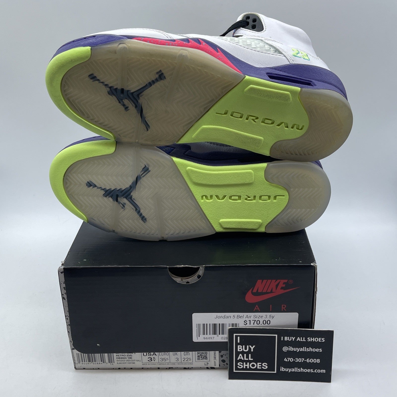 Size 3.5Y - Jordan 5 Retro Alternate Bel-Air White Leather (DB3024-100)