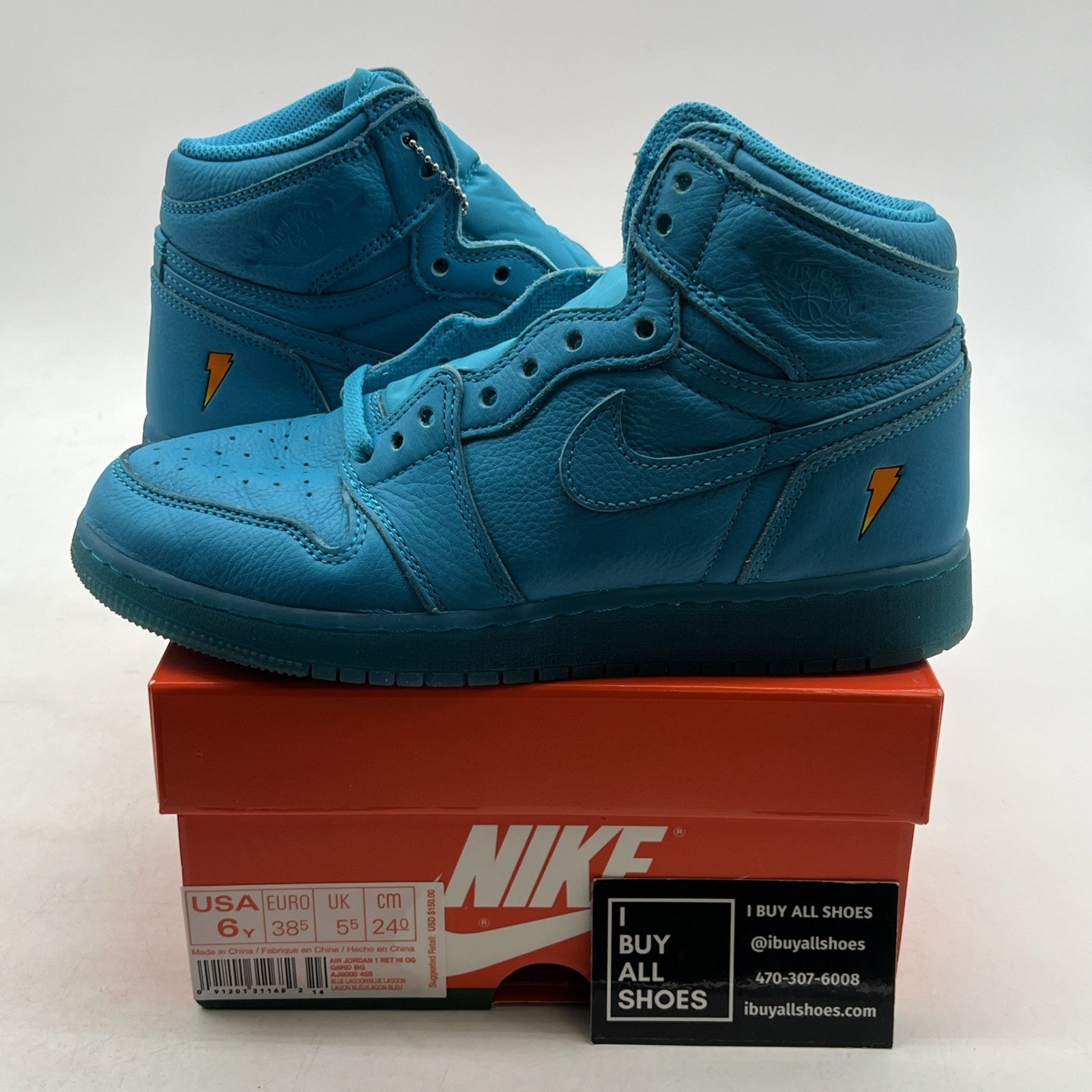 Size 6Y - Air Jordan 1 Retro OG G8RD High Blue Lagoon (AJ6000-455)
