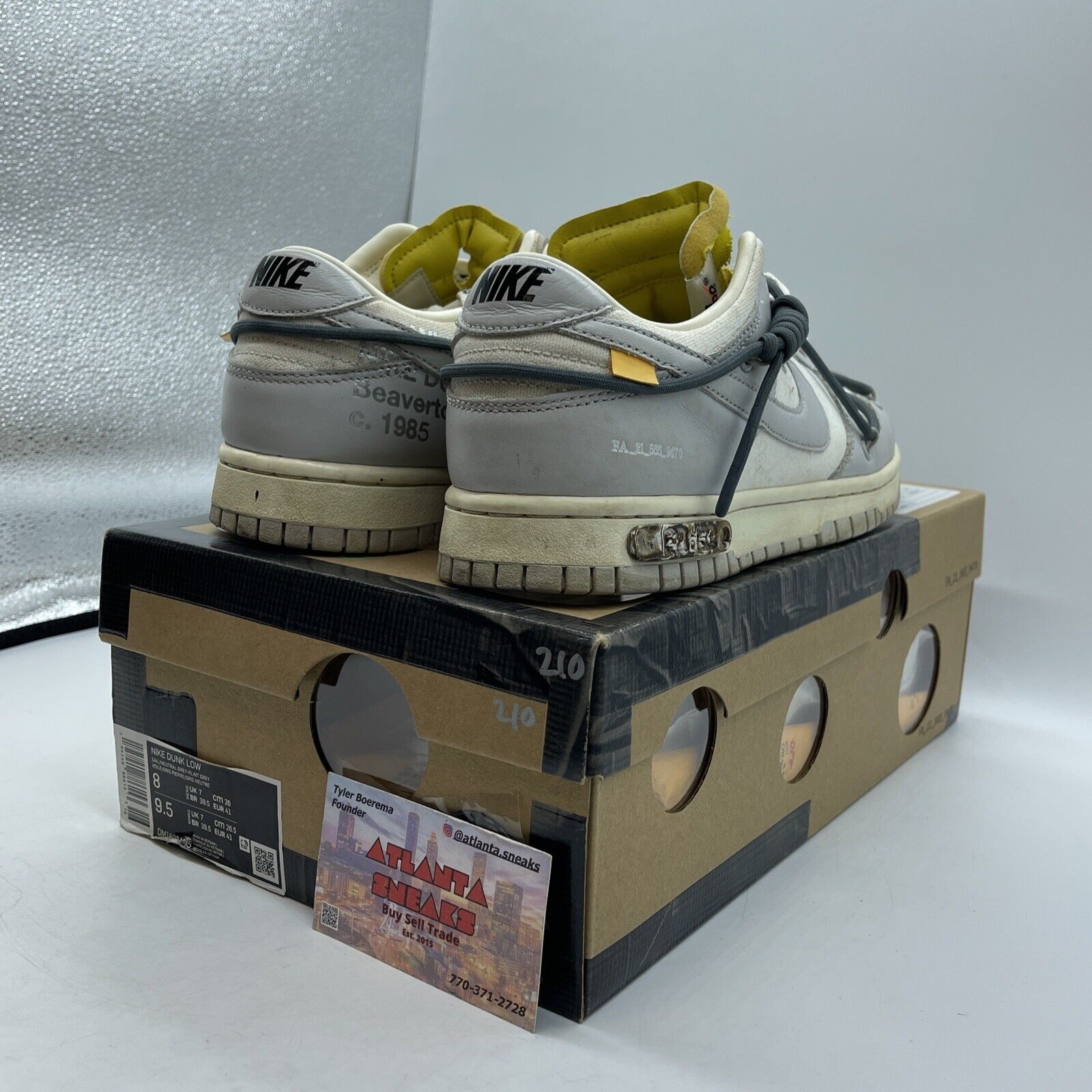 Size 8 - Nike Off-White x Dunk Low Lot 41 of 50 Grey White Suede (DM1602-105)