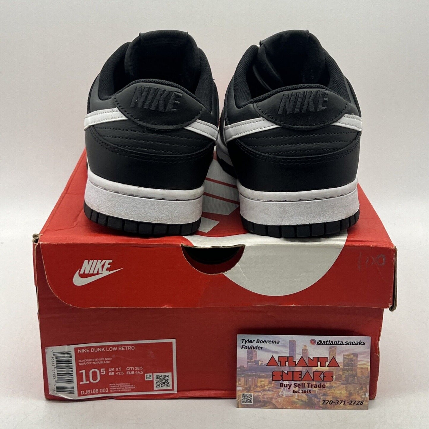 Size 10.5 - Nike Dunk Low Black Panda Leather (DJ6188-002)