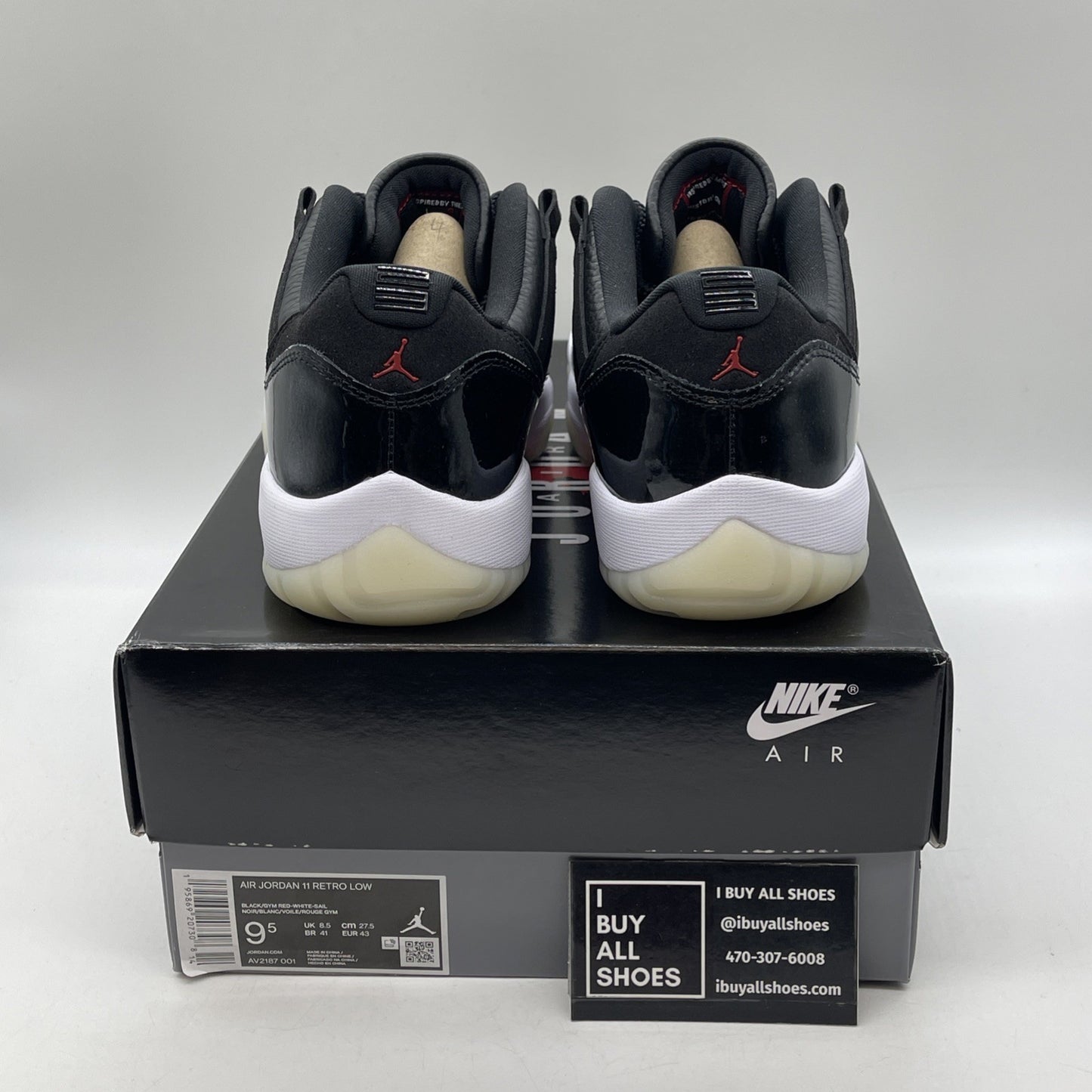 Size 9.5 - Air Jordan 11 Retro Low 72-10 Black Leather (AV2187-001)