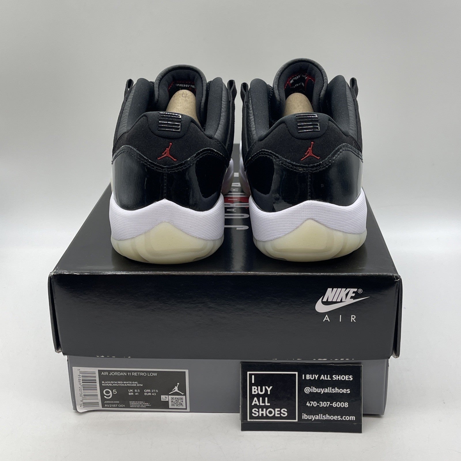 Size 9.5 - Air Jordan 11 Retro Low 72-10 Black Leather (AV2187-001)