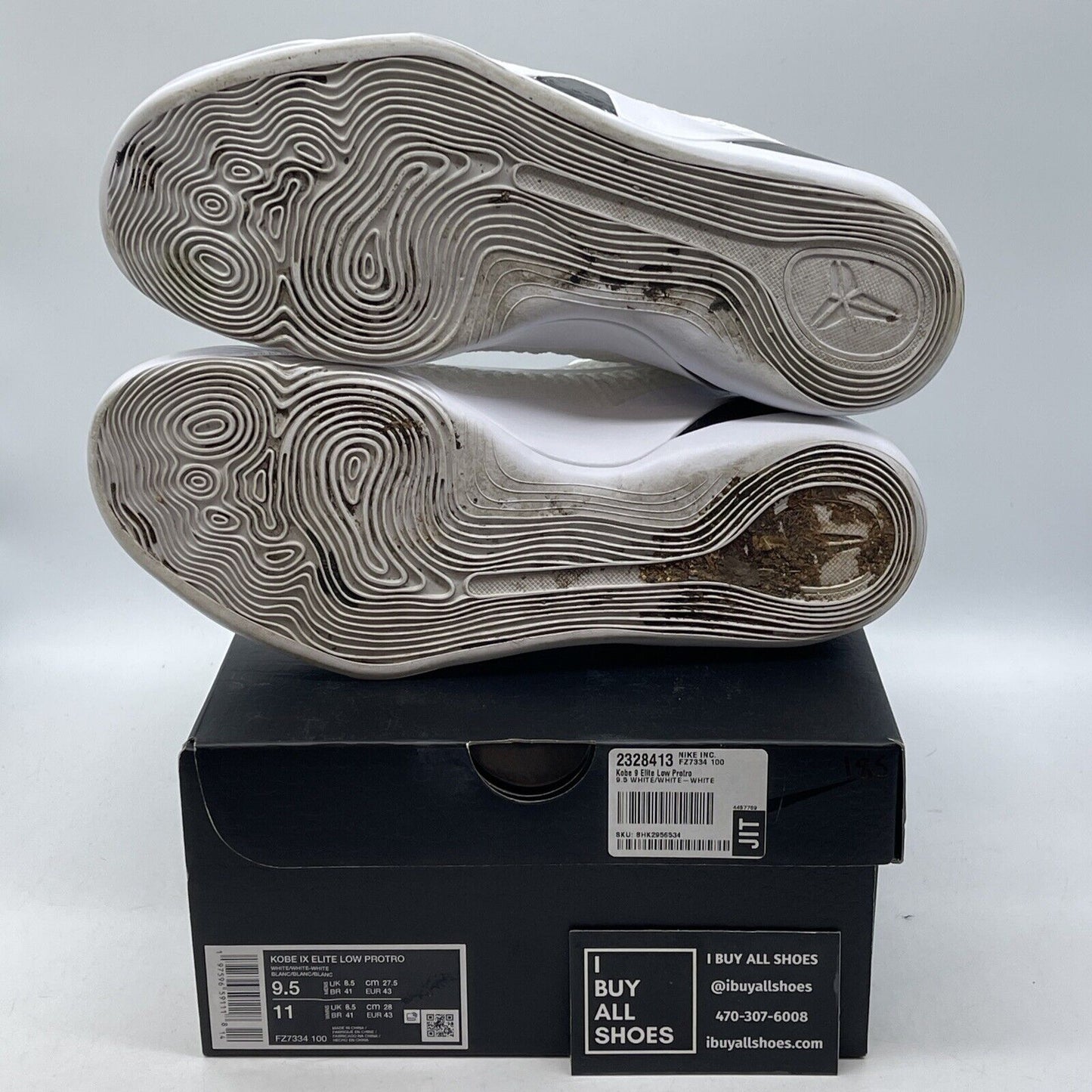 Size 9.5 - Nike Kobe 9 Elite Protro Low Halo White Black Suede (FZ7334-100)