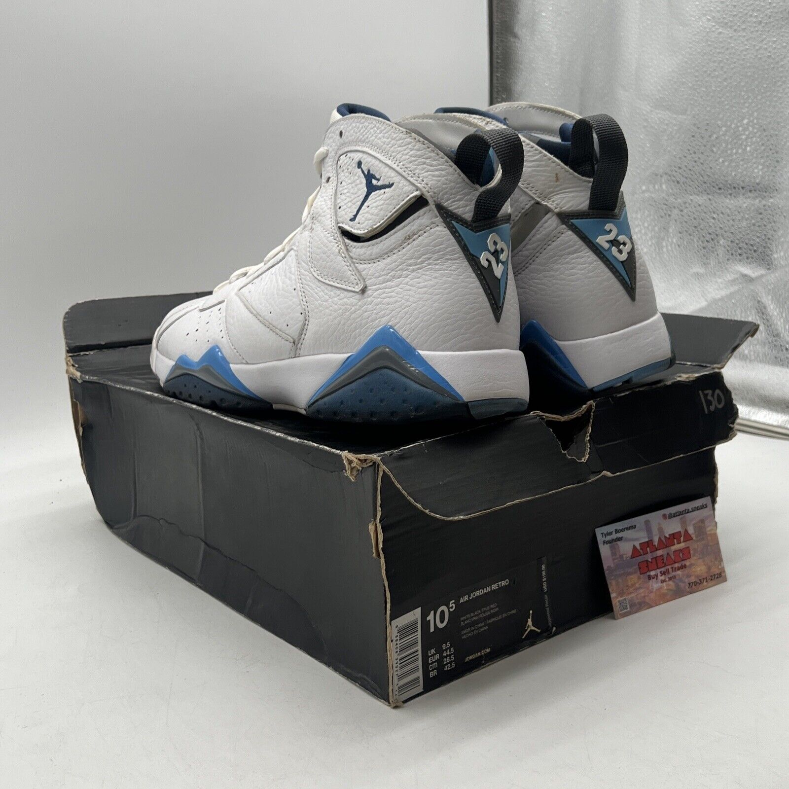 Size 10.5 - Air Jordan 7 Retro 2015 French Blue White Leather (304775-107)
