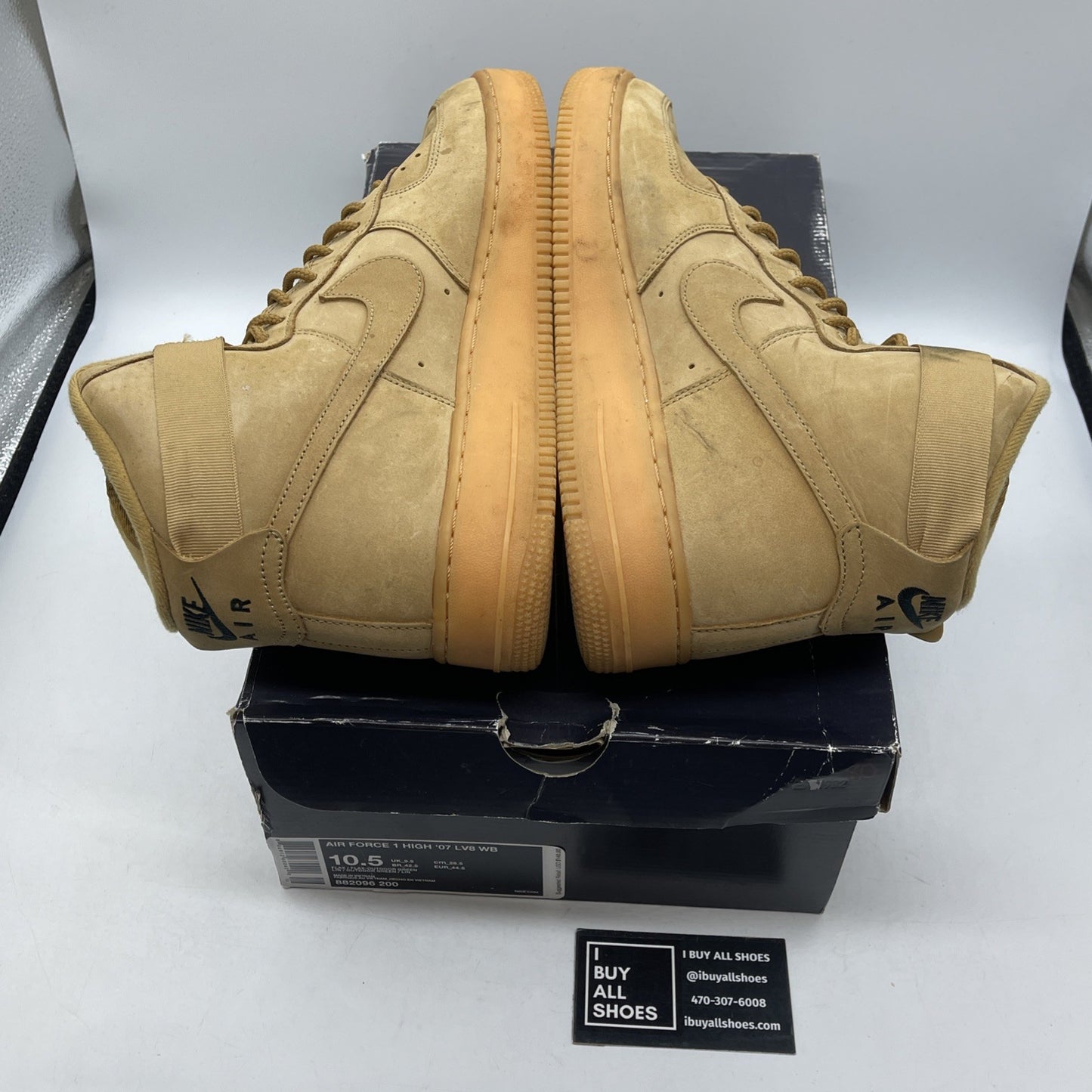 Size 10.5 - Nike Air Force 1 '07 LV8 WB High Flax Brown Suede (882096-200)