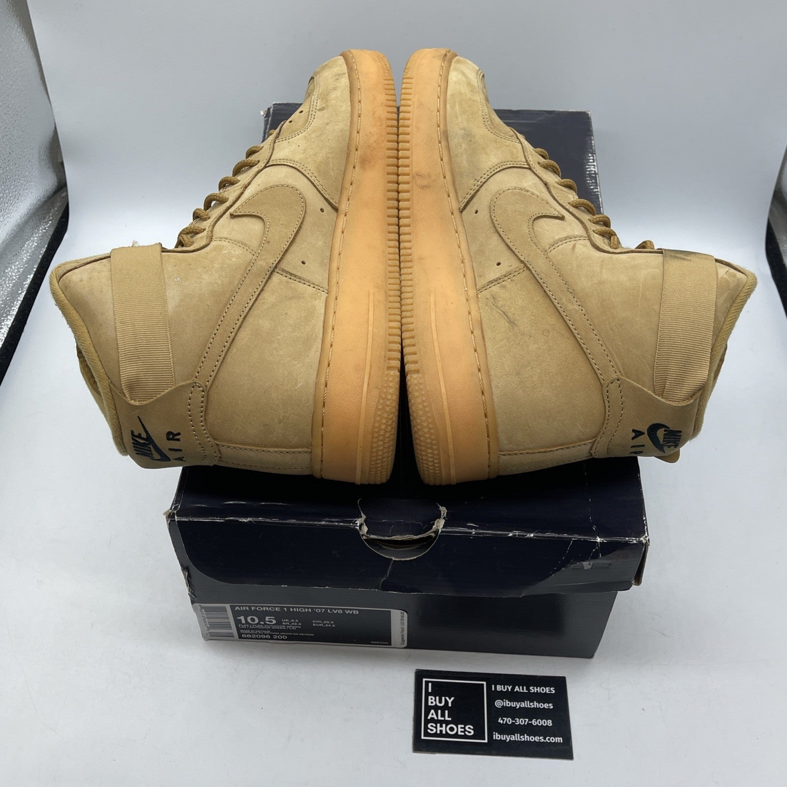 Size 10.5 - Nike Air Force 1 '07 LV8 WB High Flax Brown Suede (882096-200)