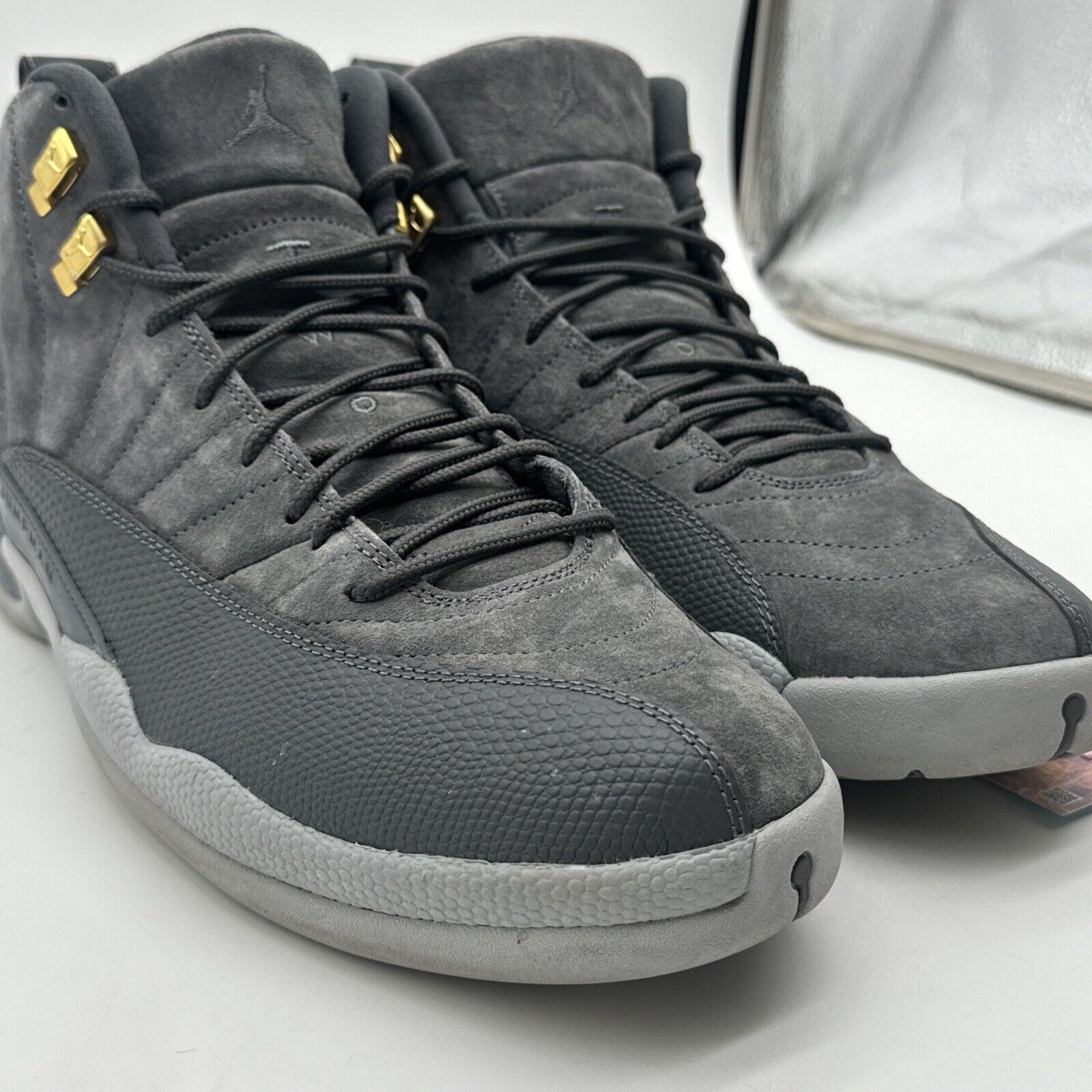 Size 13 - Jordan 12 Retro Dark Grey 2017 Gold Accents Nice Suede Retro OG Mj