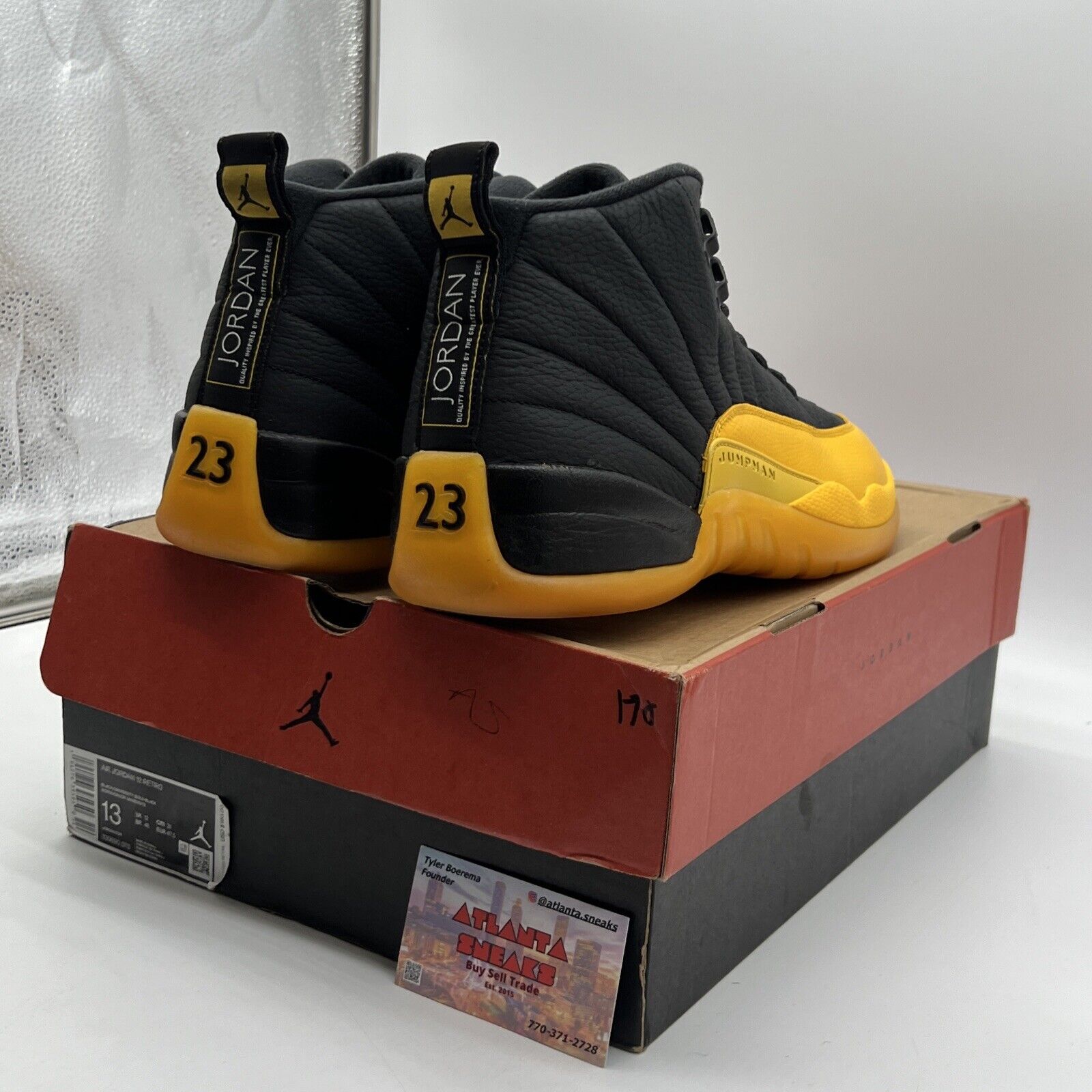 Size 13 - Jordan 12 Retro University Gold 2020 Black Yellow Leather (130690-070)