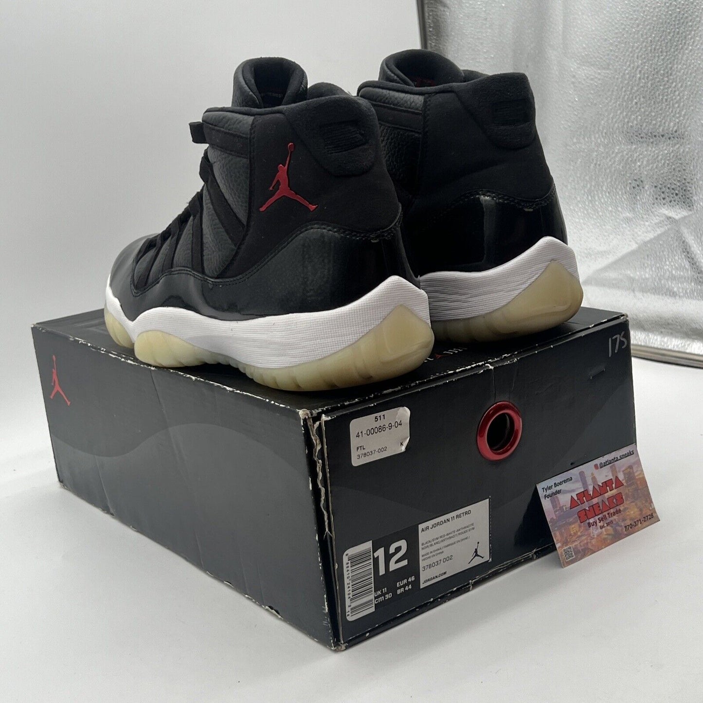 Size 12 - Jordan 11 Retro 72-10 2015 Black White Red (378037-002)