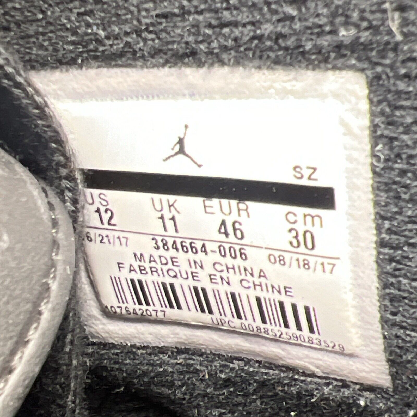 Size 12 - Air Jordan 6 Retro UNC Black (384664-006)