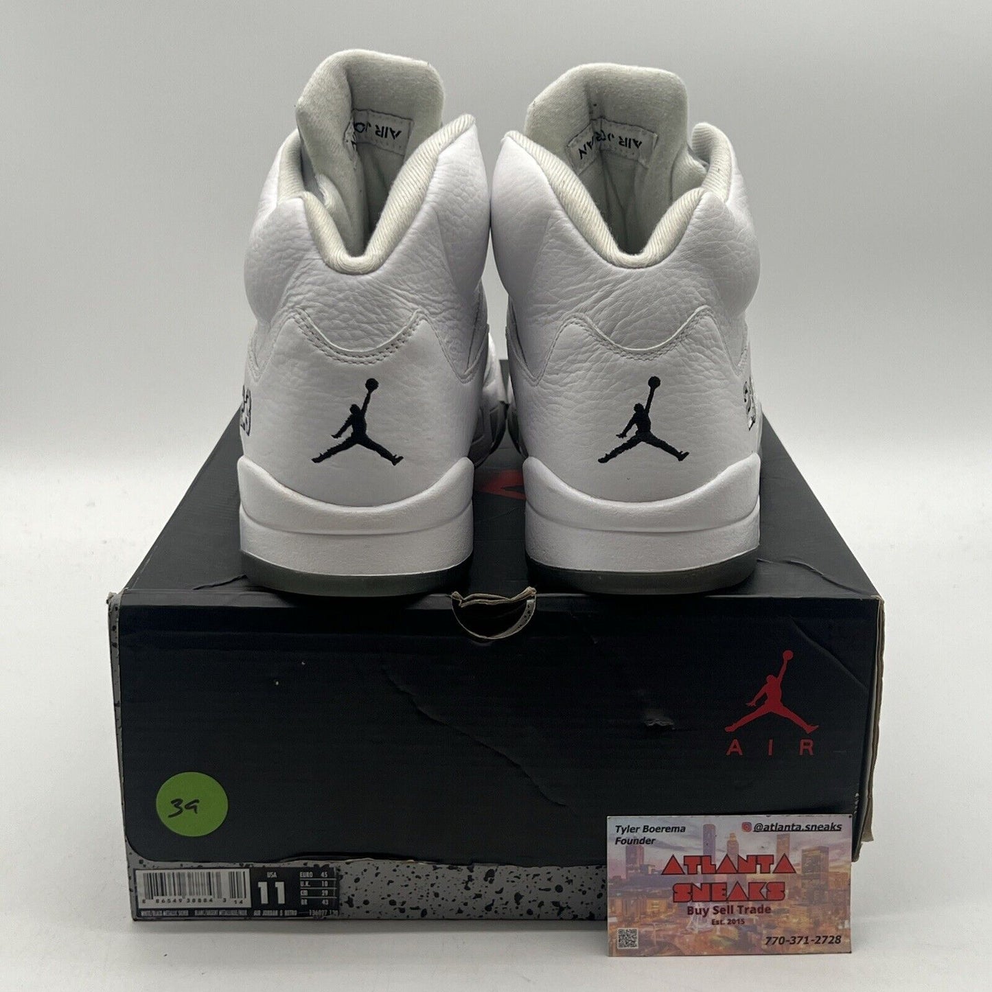 Size 11 - Air Jordan 5 Retro 2015 Metallic White Grey Leather (136027-130)